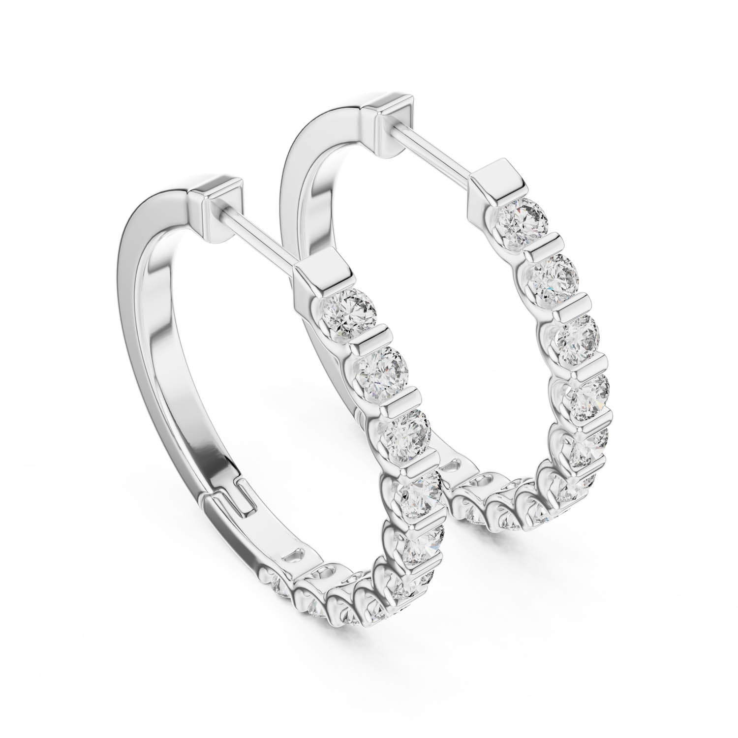 .60 Ct. Diamond Hoop Earrings with Shared Prong Setting (362) 3