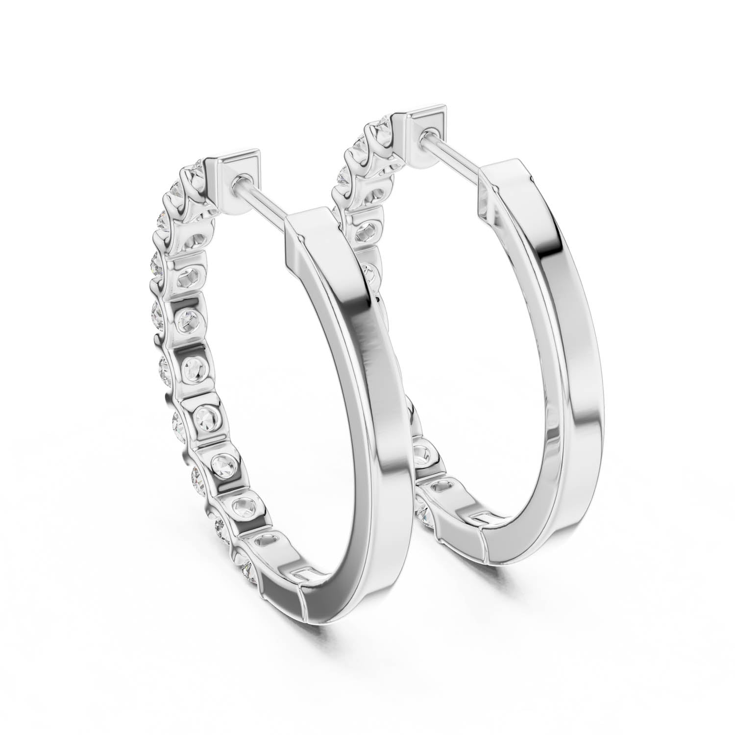 .60 Ct. Diamond Hoop Earrings with Shared Prong Setting (362) 4
