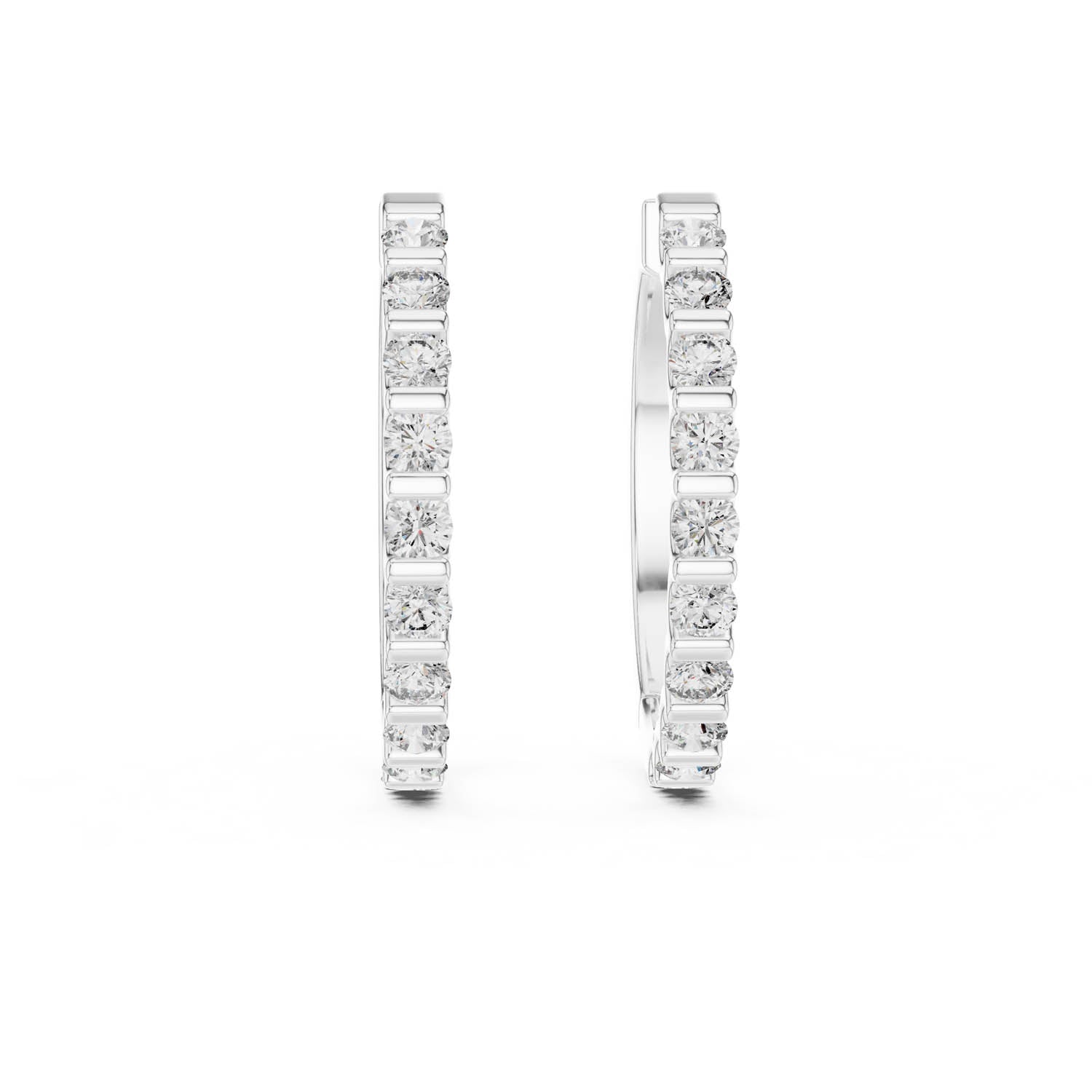 .60 Ct. Diamond Hoop Earrings with Shared Prong Setting (362)
