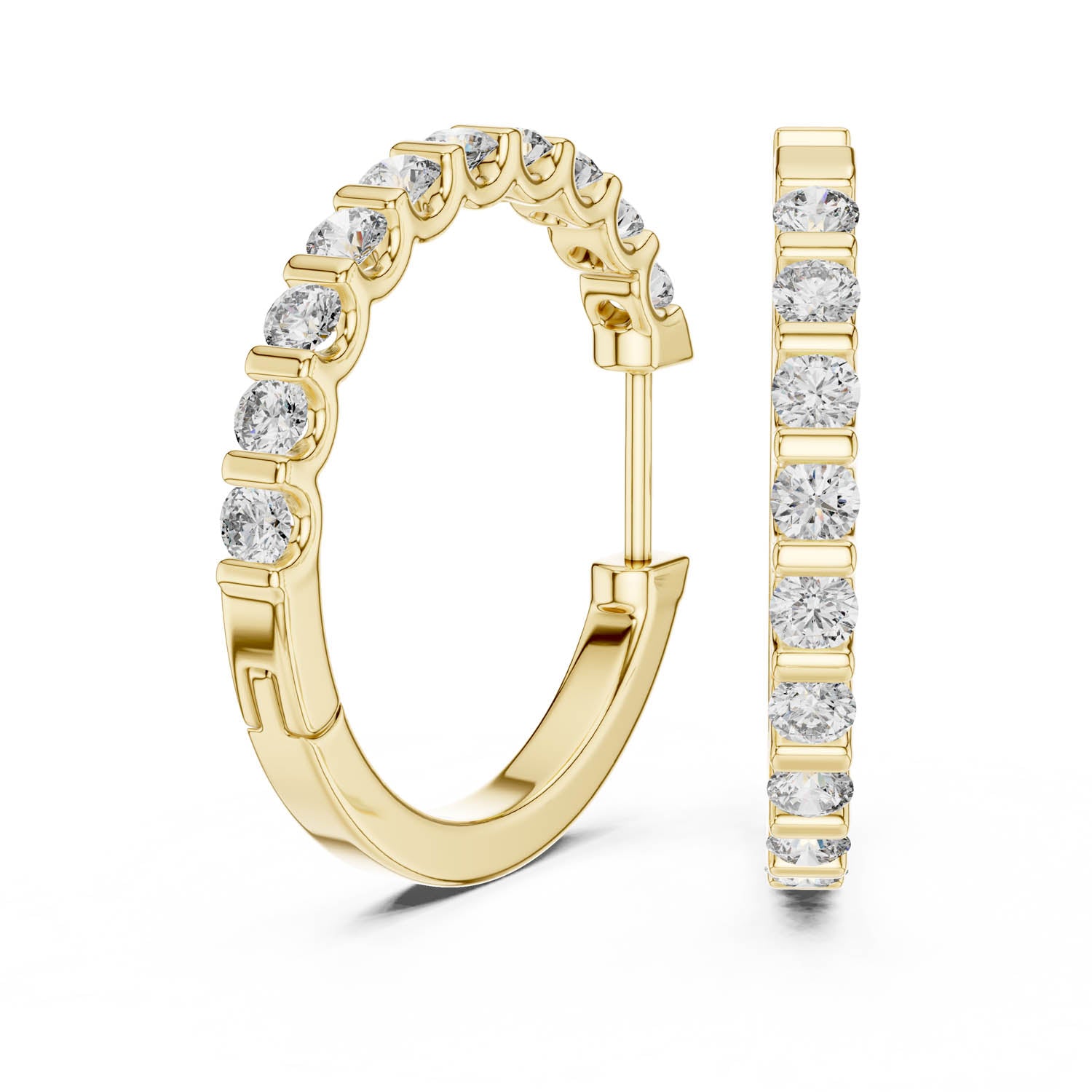 .60 Ct. Diamond Hoop Earrings with Shared Prong Setting (362) 5