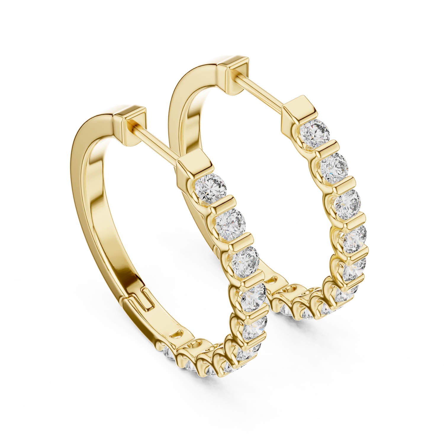.60 Ct. Diamond Hoop Earrings with Shared Prong Setting (362) 6