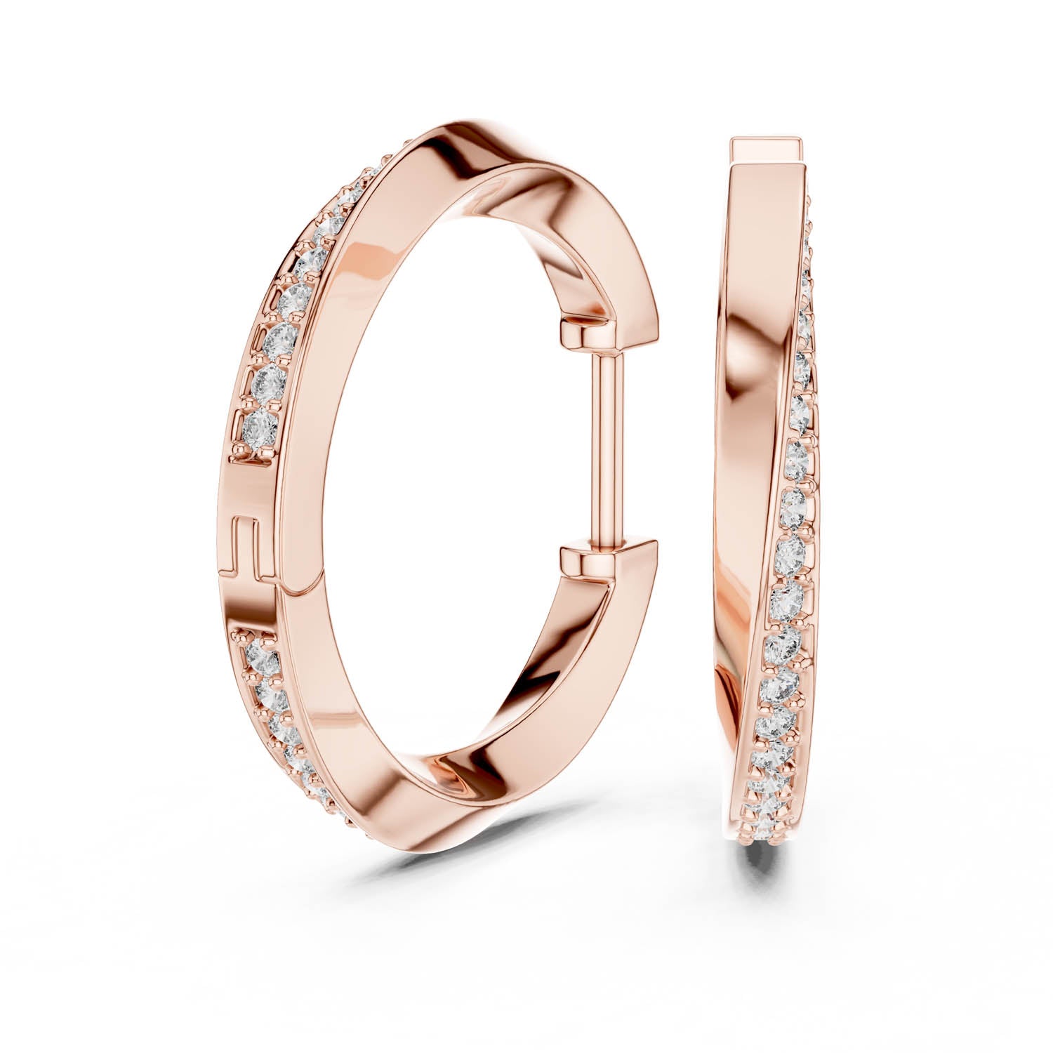.38 Ct. Modern Diamond Accent Hoop Earrings with Polished Finish (368)