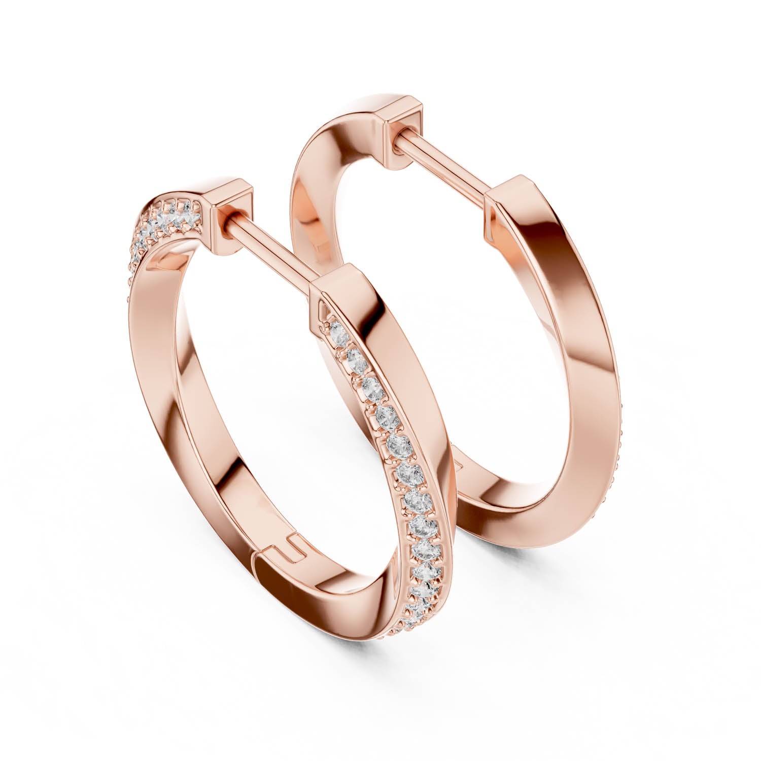 .38 Ct. Modern Diamond Accent Hoop Earrings with Polished Finish (368) 4