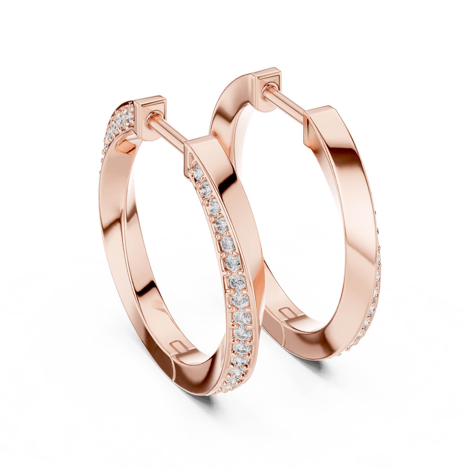 .38 Ct. Modern Diamond Accent Hoop Earrings with Polished Finish (368) 5