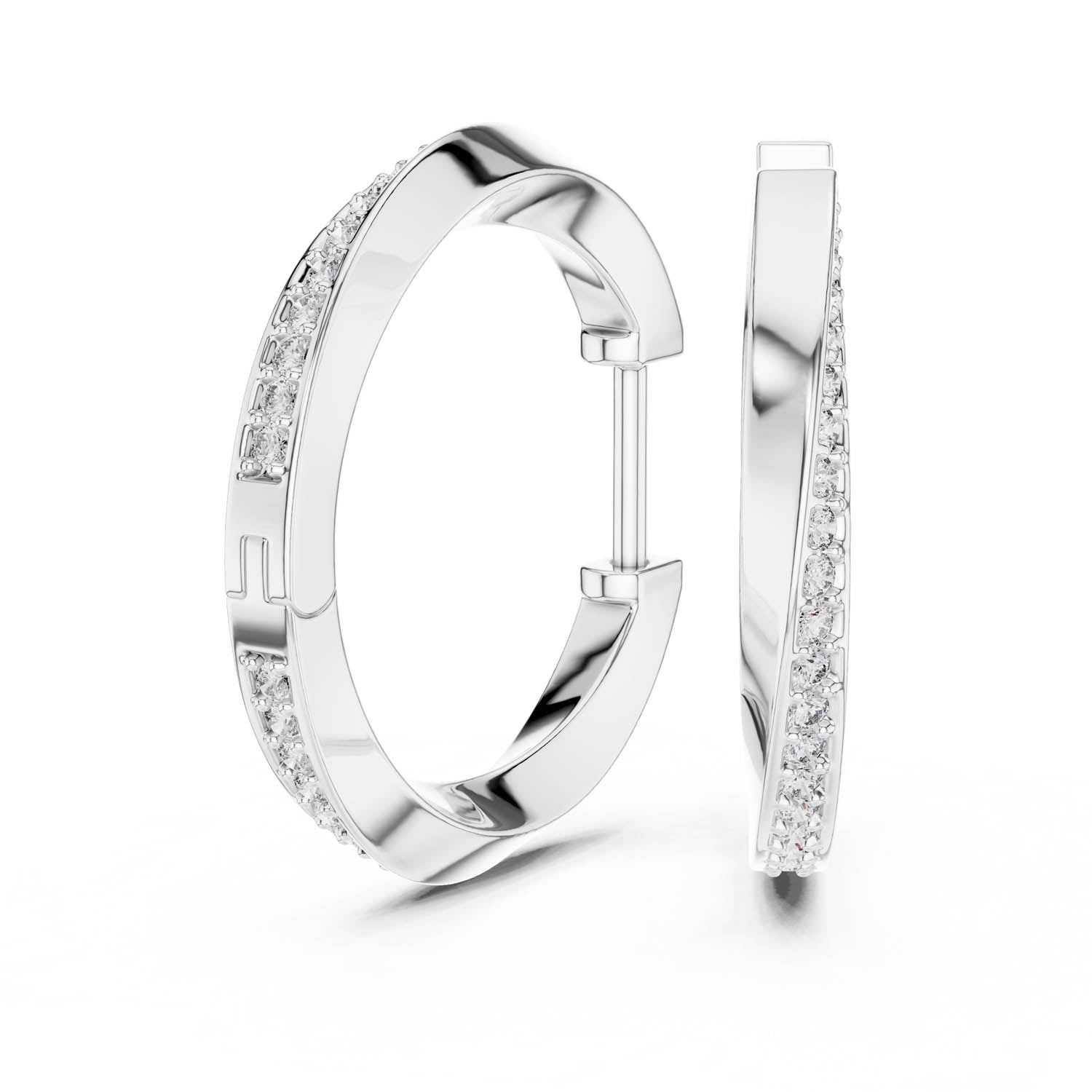 .38 Ct. Modern Diamond Accent Hoop Earrings with Polished Finish (368) 7