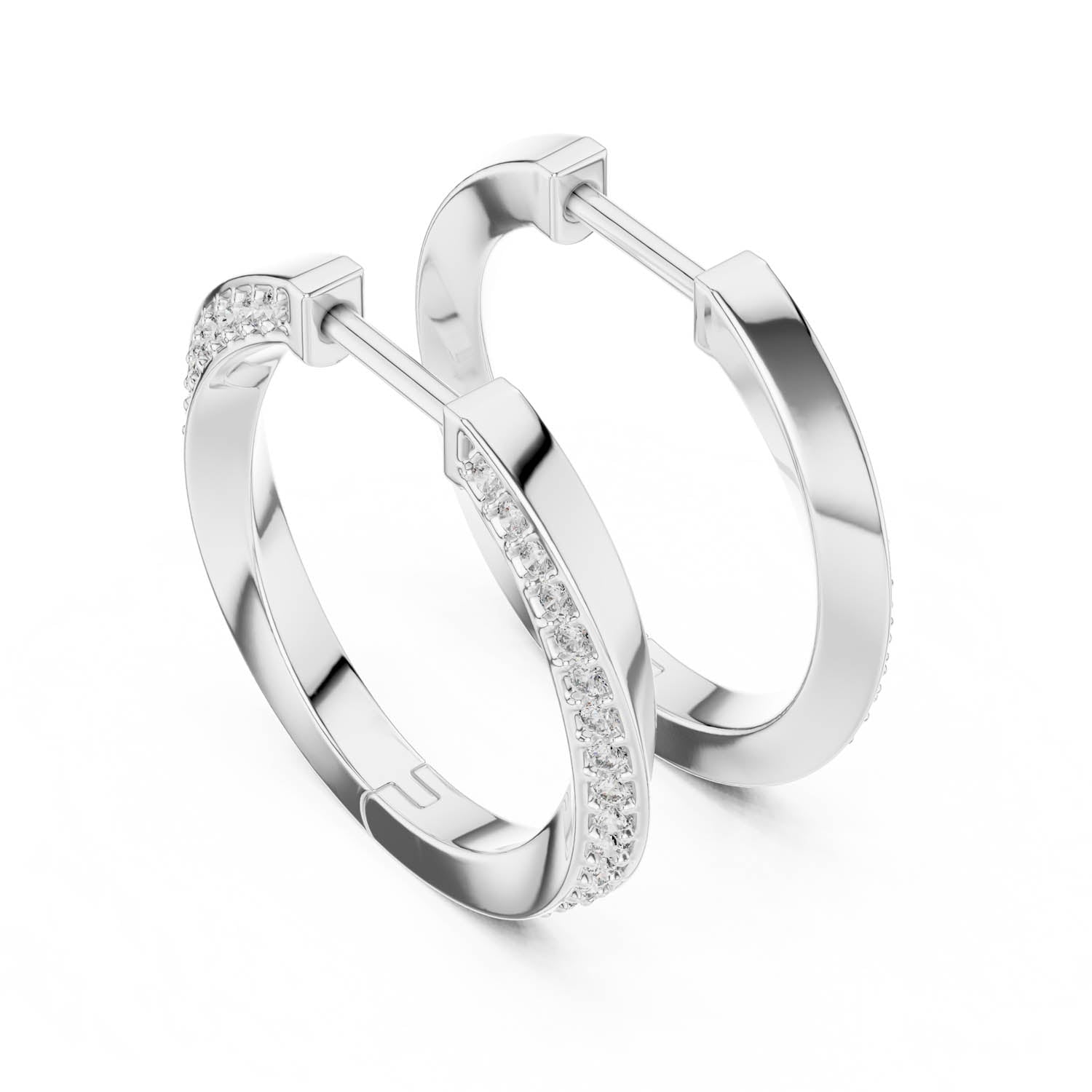 .38 Ct. Modern Diamond Accent Hoop Earrings with Polished Finish (368) 8
