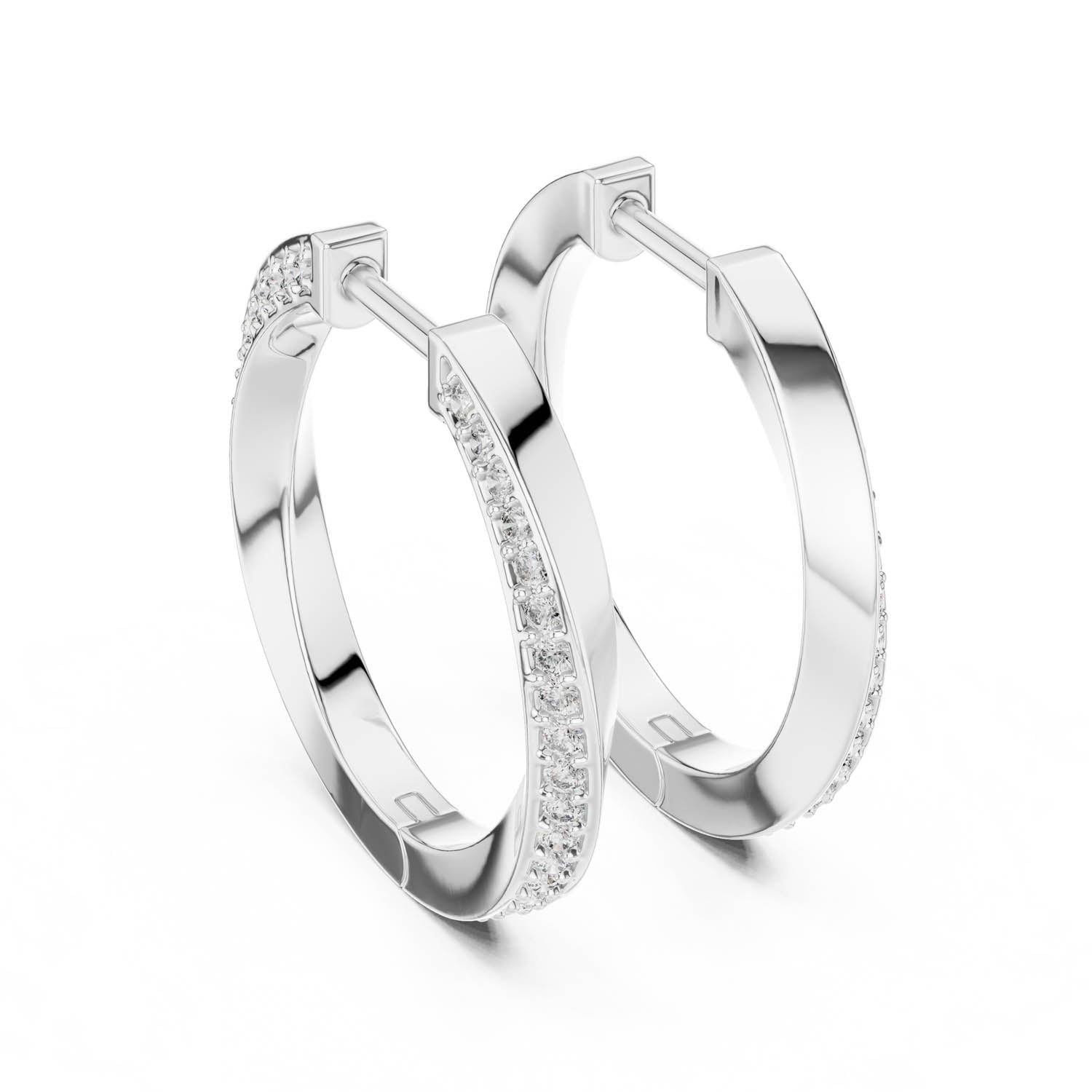 .38 Ct. Modern Diamond Accent Hoop Earrings with Polished Finish (368) 9