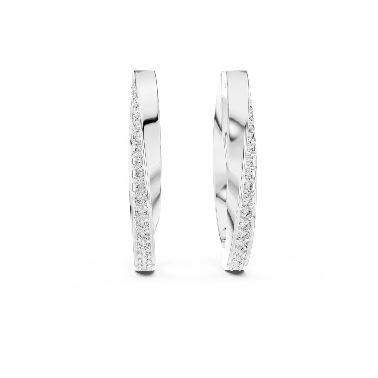 .38 Ct. Modern Diamond Accent Hoop Earrings with Polished Finish (368) 3