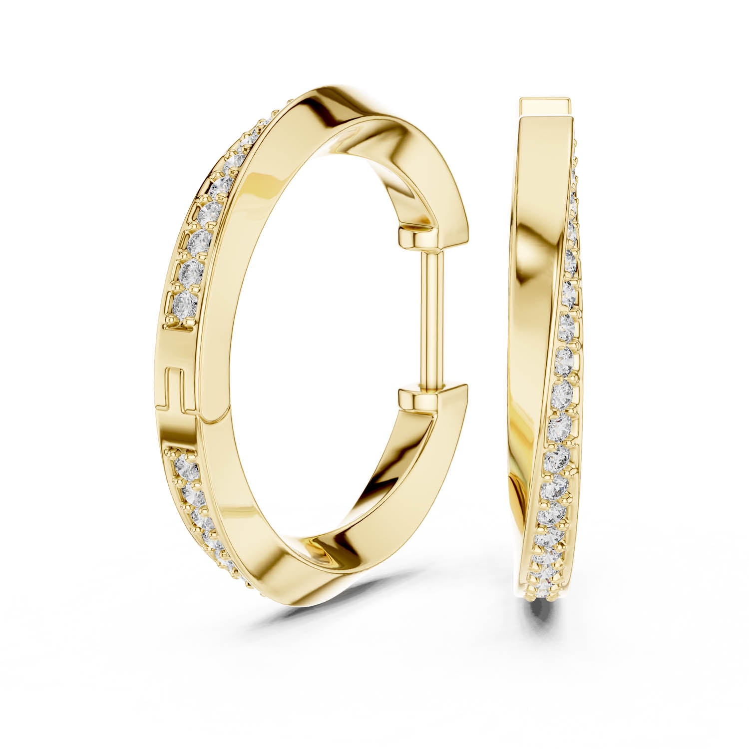 .38 Ct. Modern Diamond Accent Hoop Earrings with Polished Finish (368) 10
