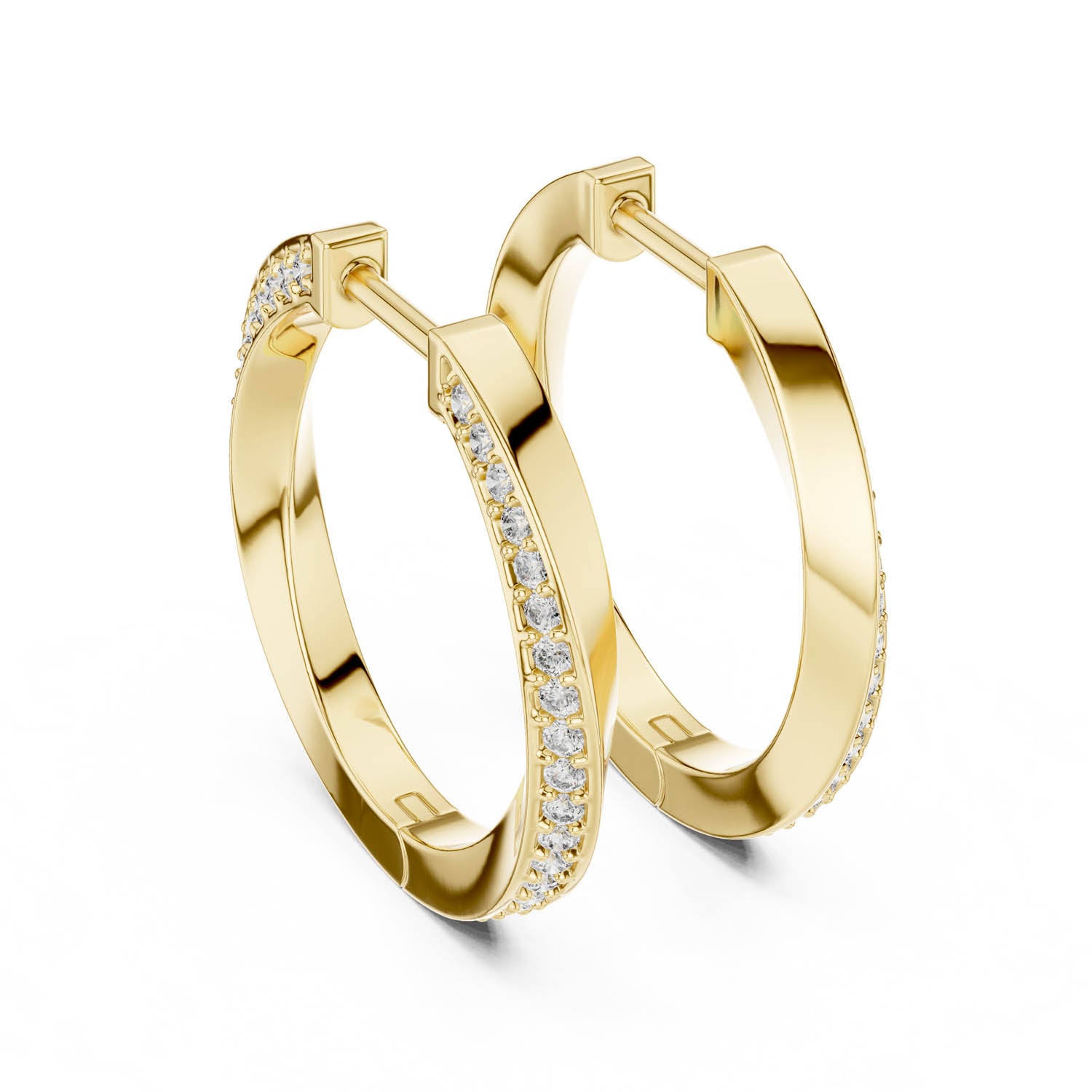 .38 Ct. Modern Diamond Accent Hoop Earrings with Polished Finish (368) 12