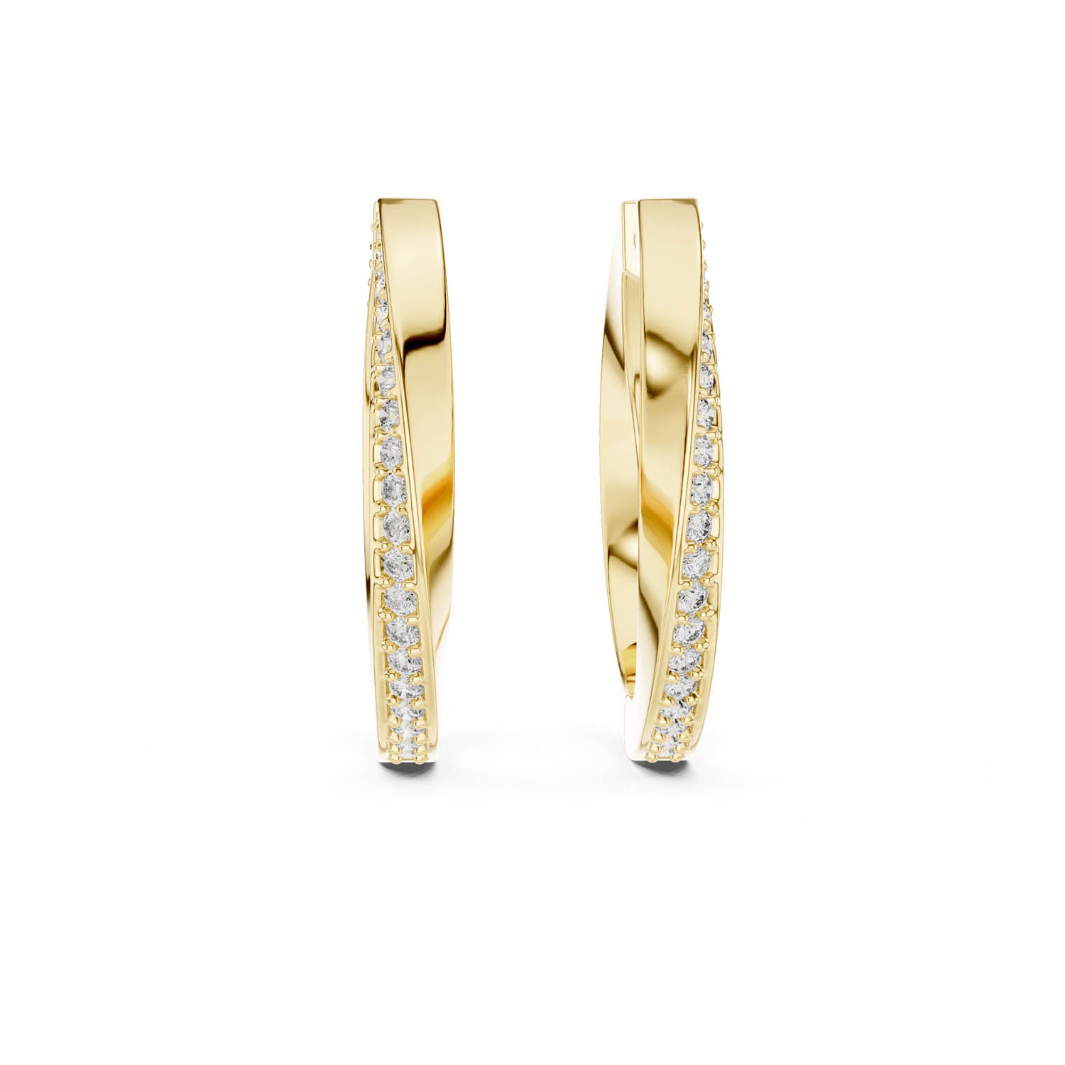 .38 Ct. Modern Diamond Accent Hoop Earrings with Polished Finish (368)