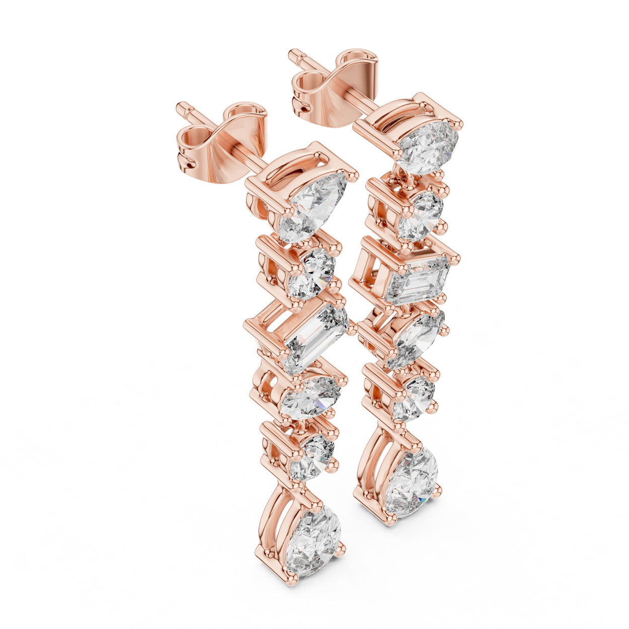 2.90 Ct. Multi-Shape Diamond Linear Drop Earrings (384) 6