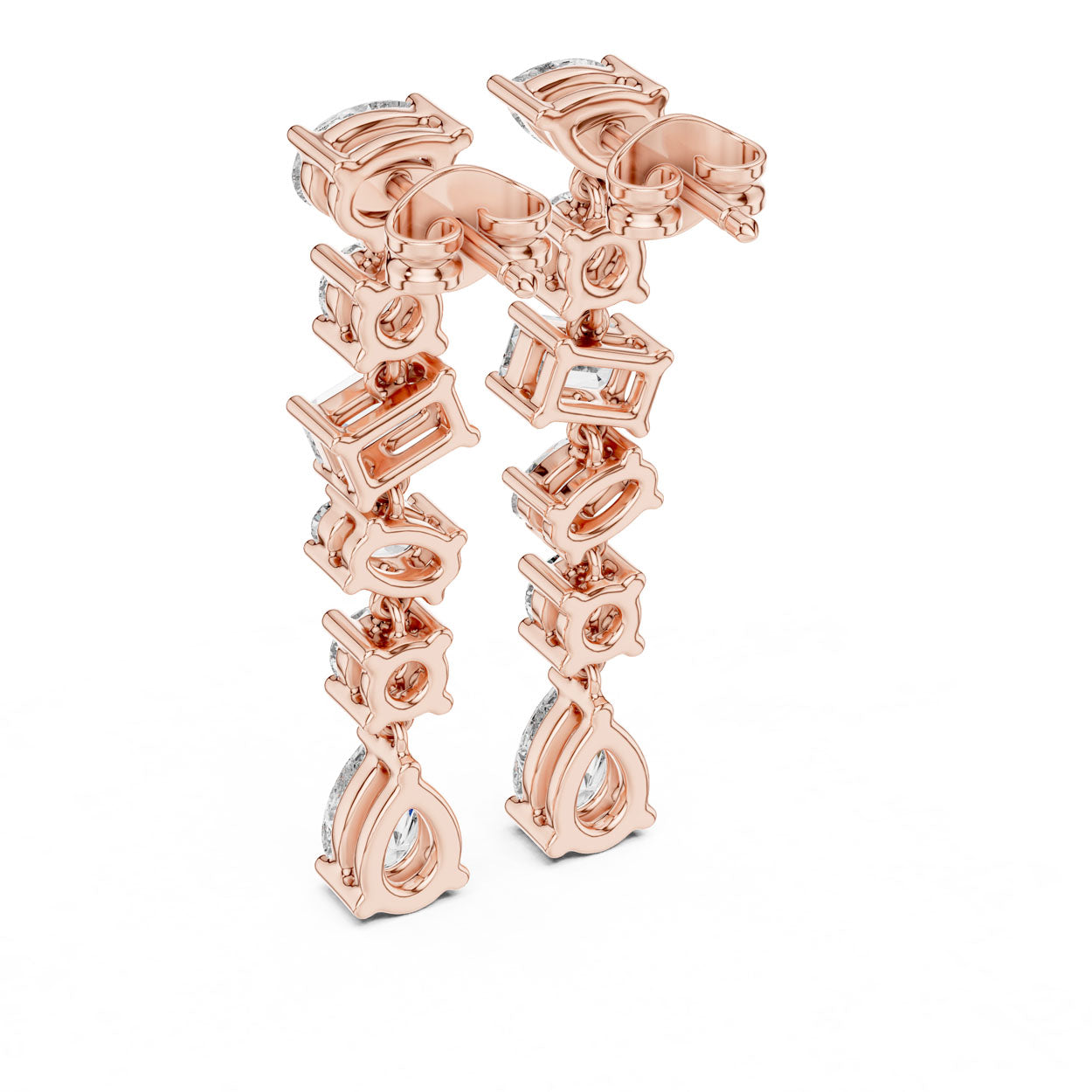 2.90 Ct. Multi-Shape Diamond Linear Drop Earrings (384) 9