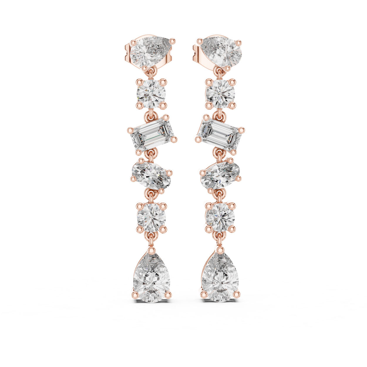 2.90 Ct. Multi-Shape Diamond Linear Drop Earrings (384) 7