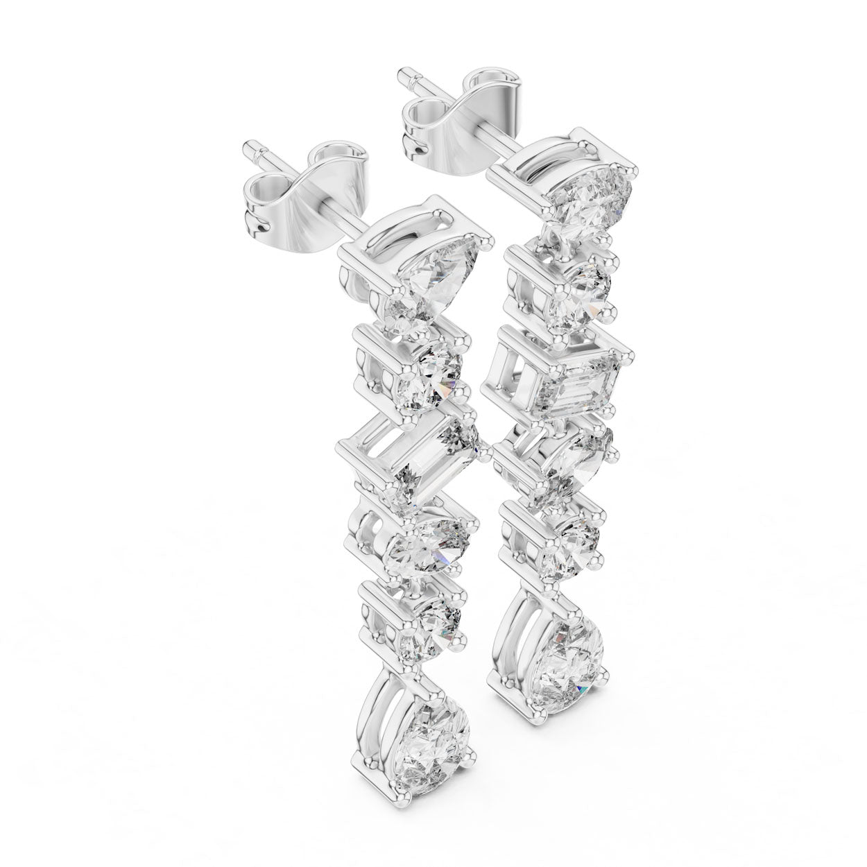 2.90 Ct. Multi-Shape Diamond Linear Drop Earrings (384) 5