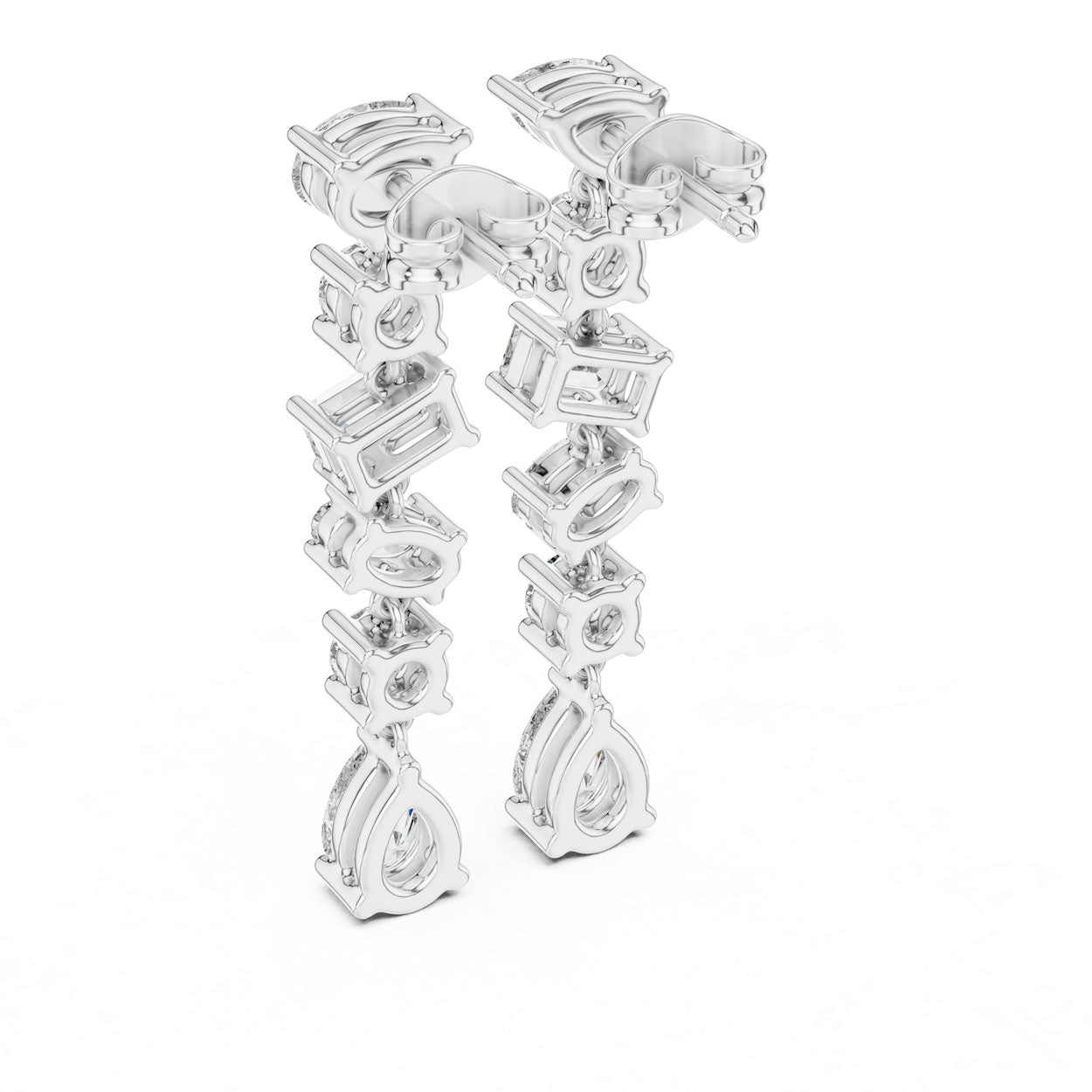 2.90 Ct. Multi-Shape Diamond Linear Drop Earrings (384) 8