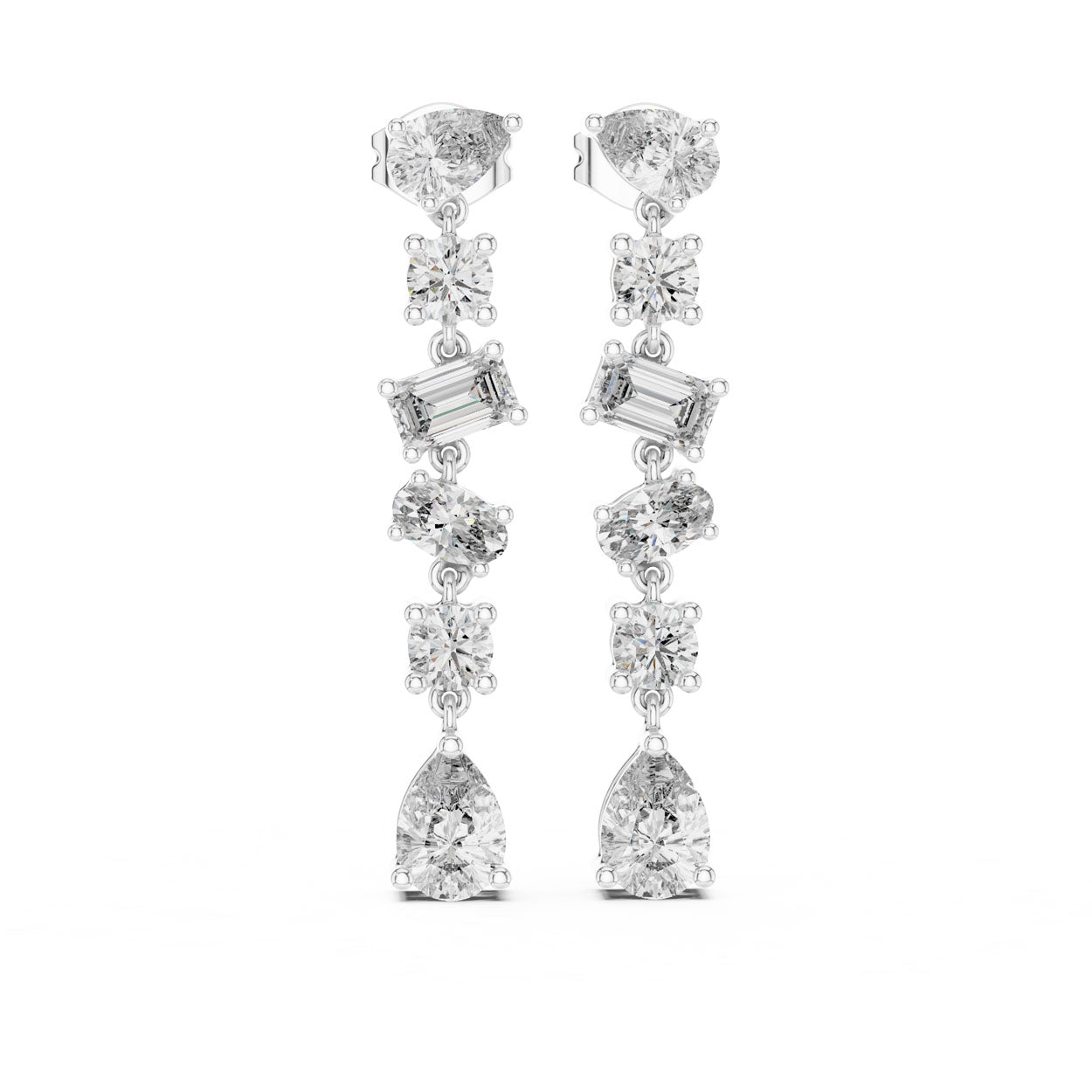 2.90 Ct. Multi-Shape Diamond Linear Drop Earrings (384) 4