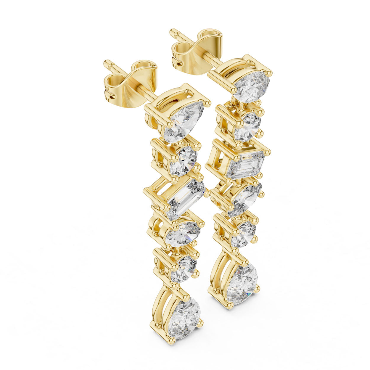 2.90 Ct. Multi-Shape Diamond Linear Drop Earrings (384)