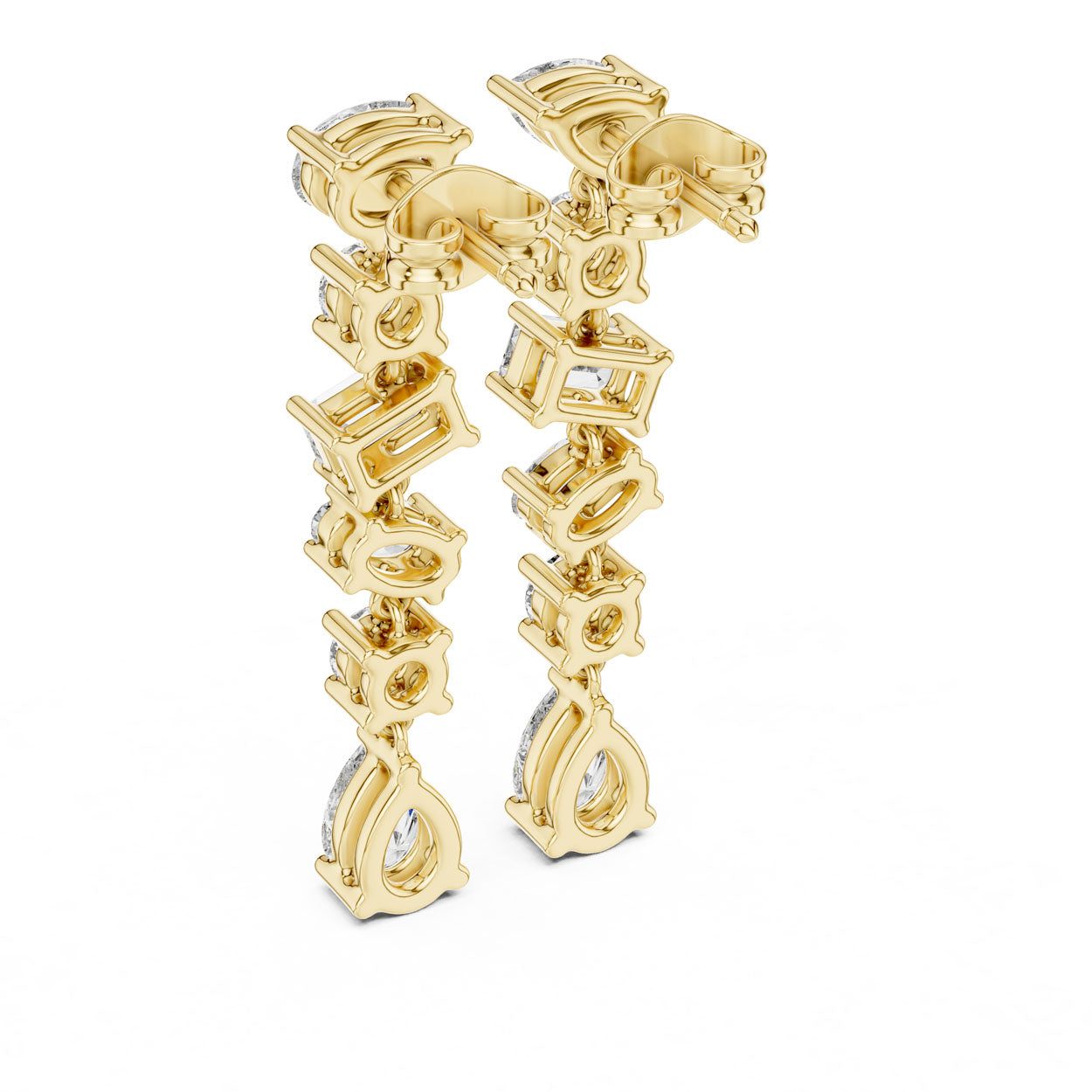 2.90 Ct. Multi-Shape Diamond Linear Drop Earrings (384) 3