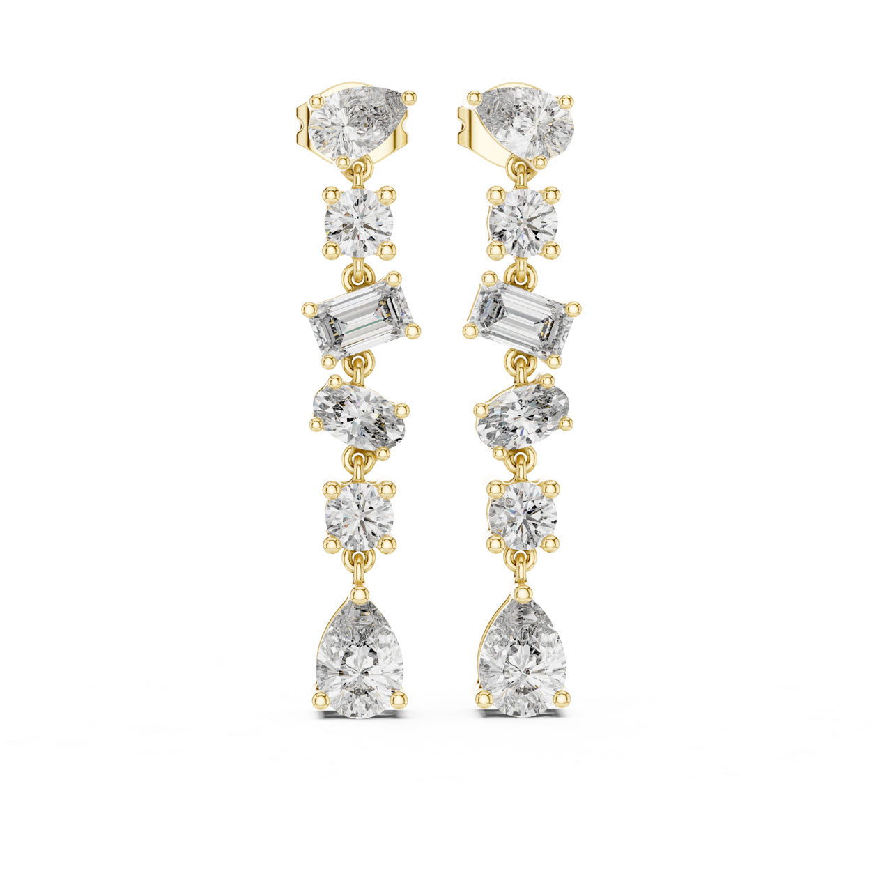 2.90 Ct. Multi-Shape Diamond Linear Drop Earrings (384)