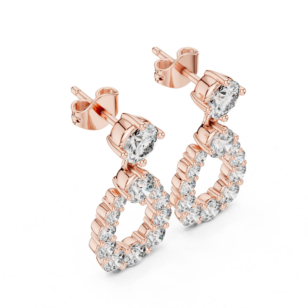 3.27 Ct. Diamond Teardrop Halo Drop Earrings (386) 7