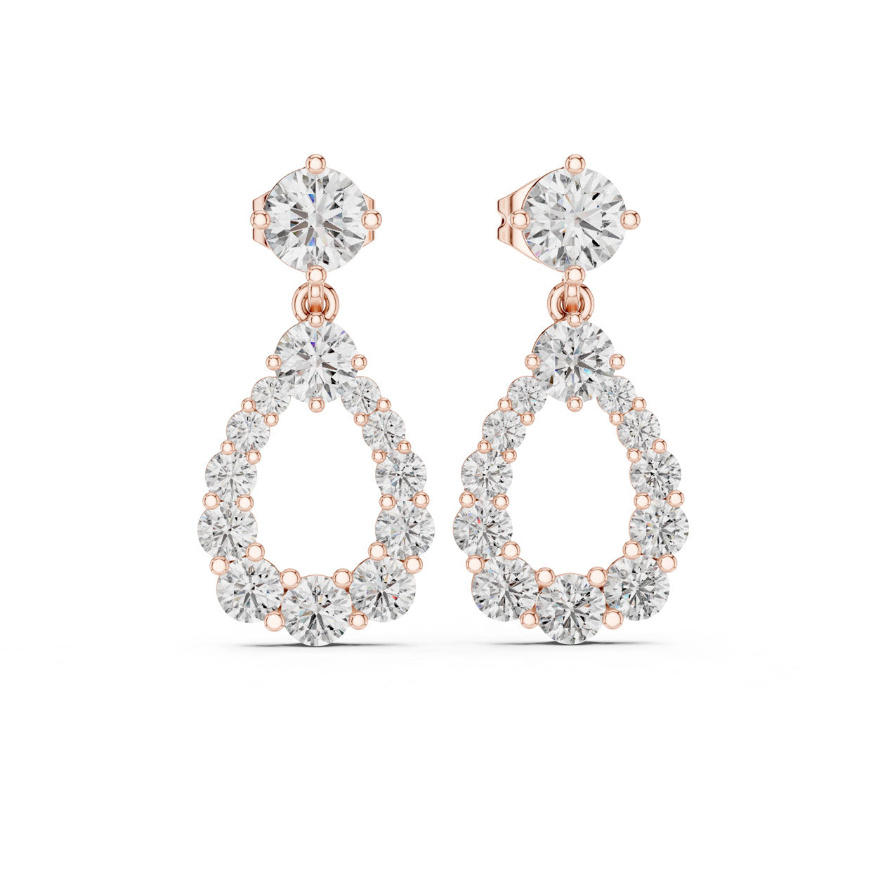 3.27 Ct. Diamond Teardrop Halo Drop Earrings (386) 6