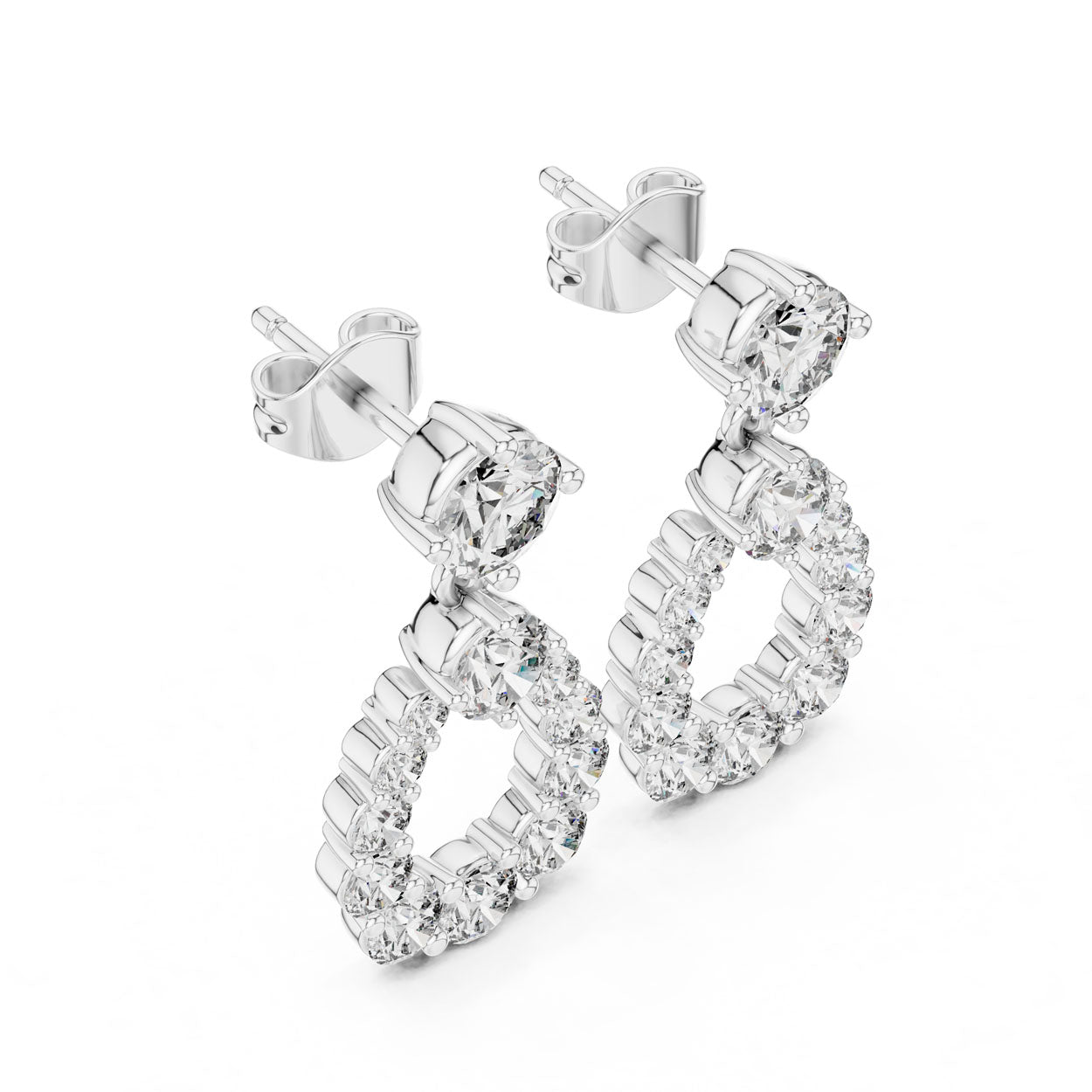 3.27 Ct. Diamond Teardrop Halo Drop Earrings (386) 5