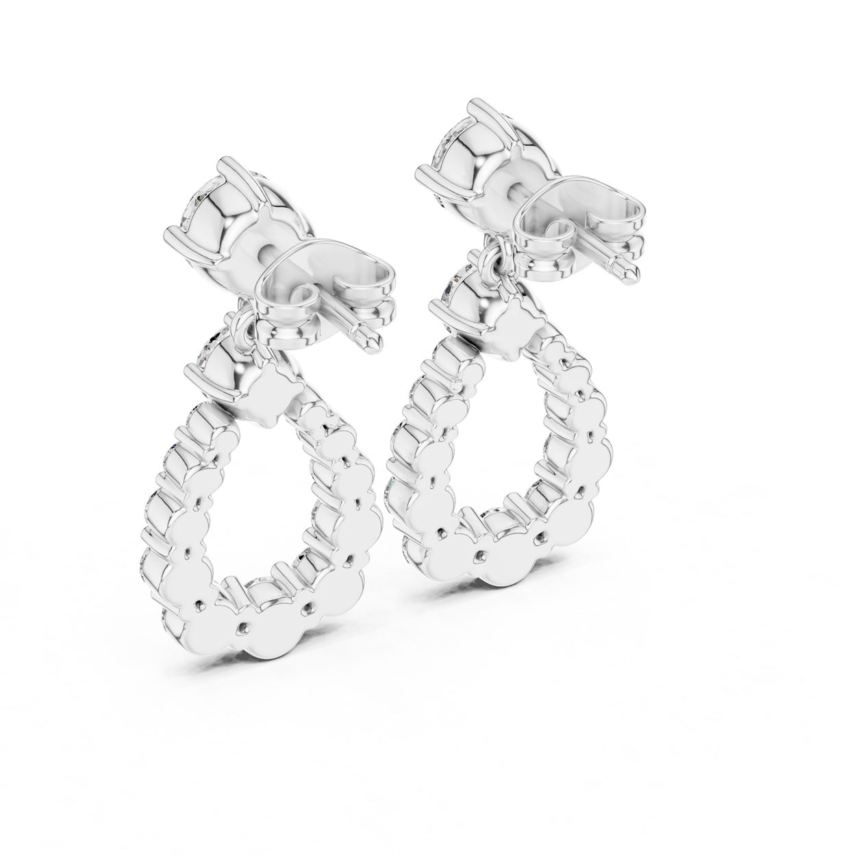 3.27 Ct. Diamond Teardrop Halo Drop Earrings (386) 8