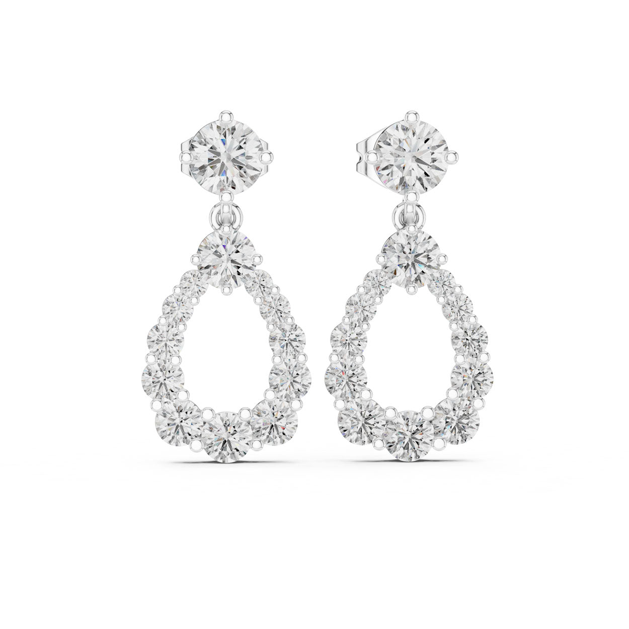 3.27 Ct. Diamond Teardrop Halo Drop Earrings (386) 4