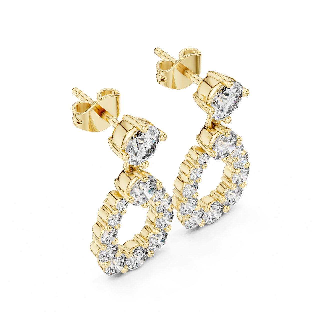 3.27 Ct. Diamond Teardrop Halo Drop Earrings (386)