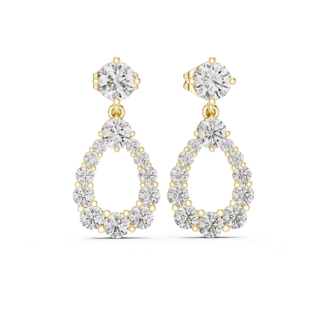 3.27 Ct. Diamond Teardrop Halo Drop Earrings (386)