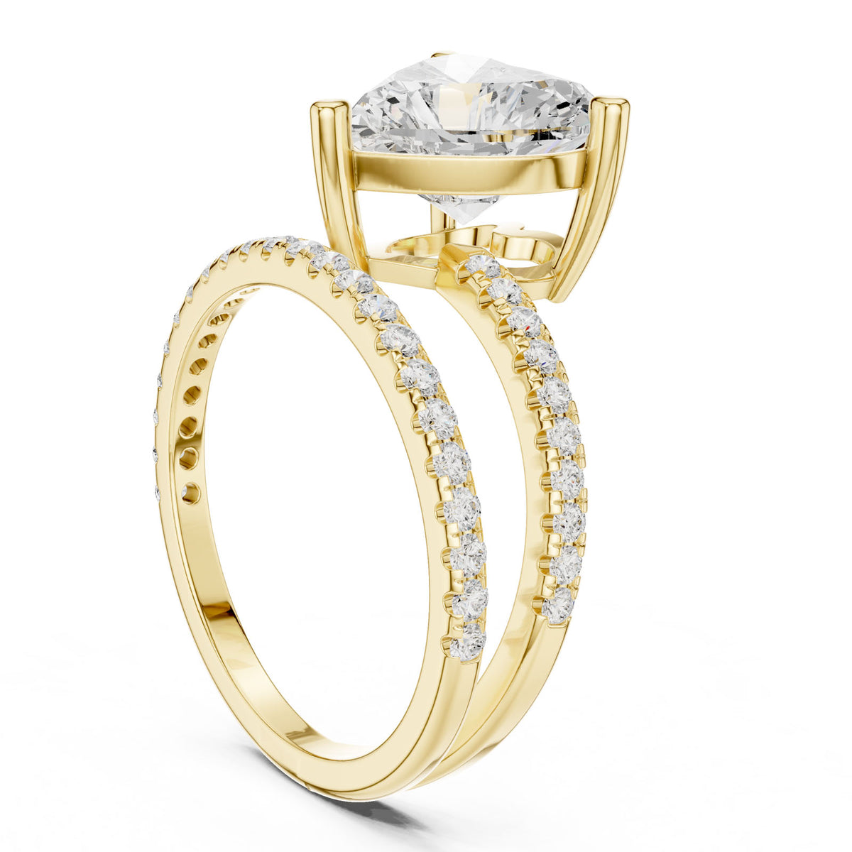 3.38 Ct. Classic Heart Diamond Ring with Double Pavé Split Band (39 HR) 13
