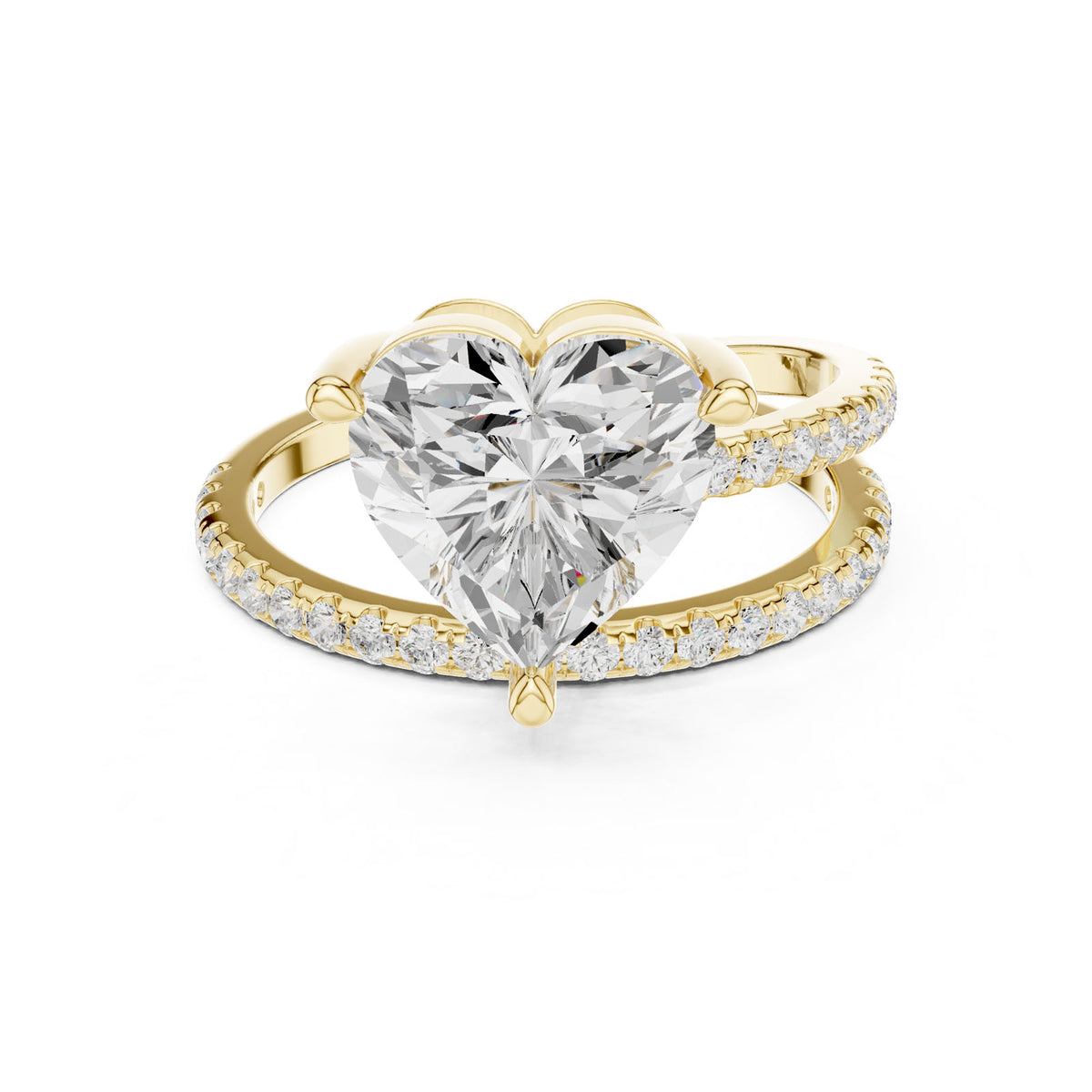 3.38 Ct. Classic Heart Diamond Ring with Double Pavé Split Band (39 HR) 7
