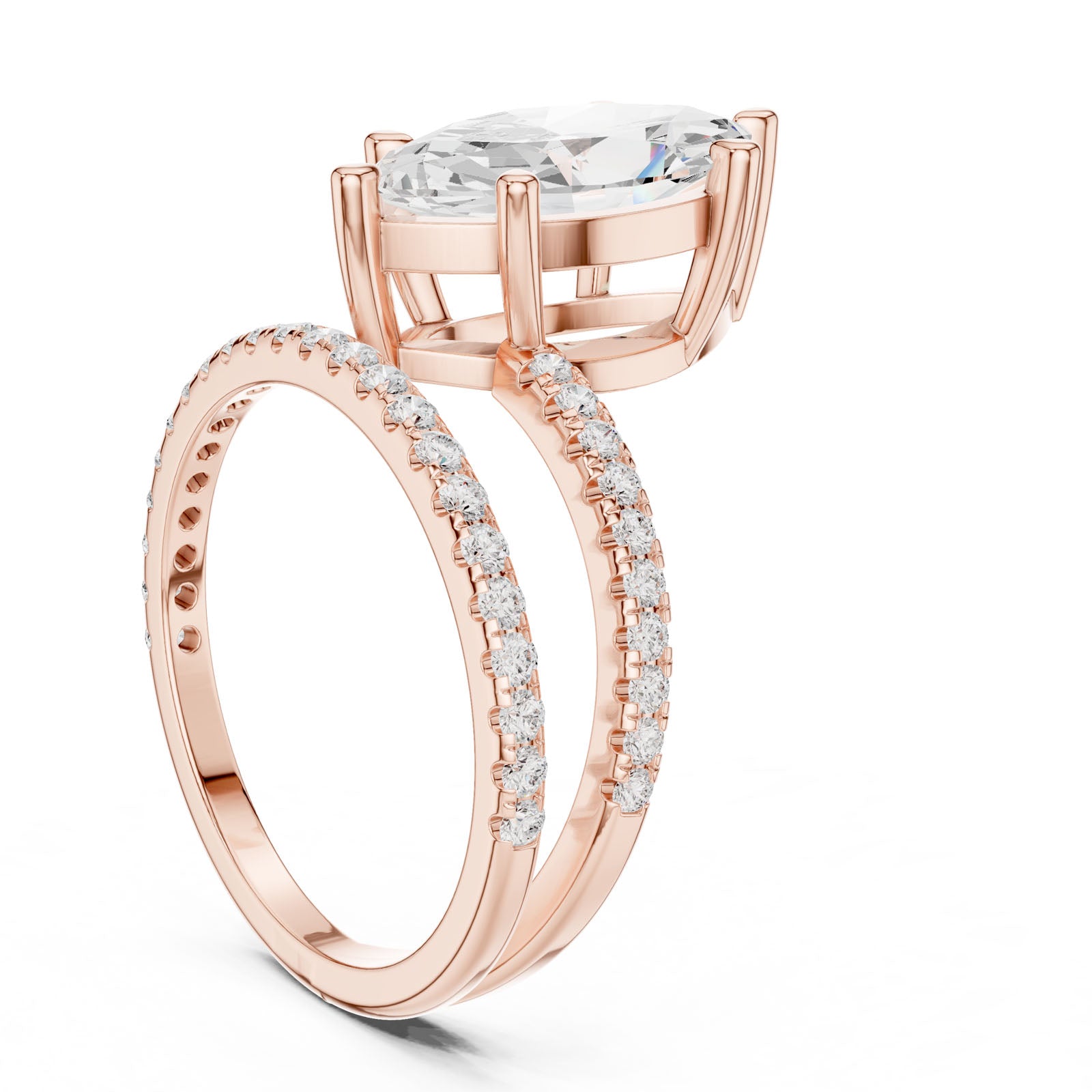 3.38 Ct. Classic Marquise Diamond Ring with Double Pavé Split Band (39 MQ) 11