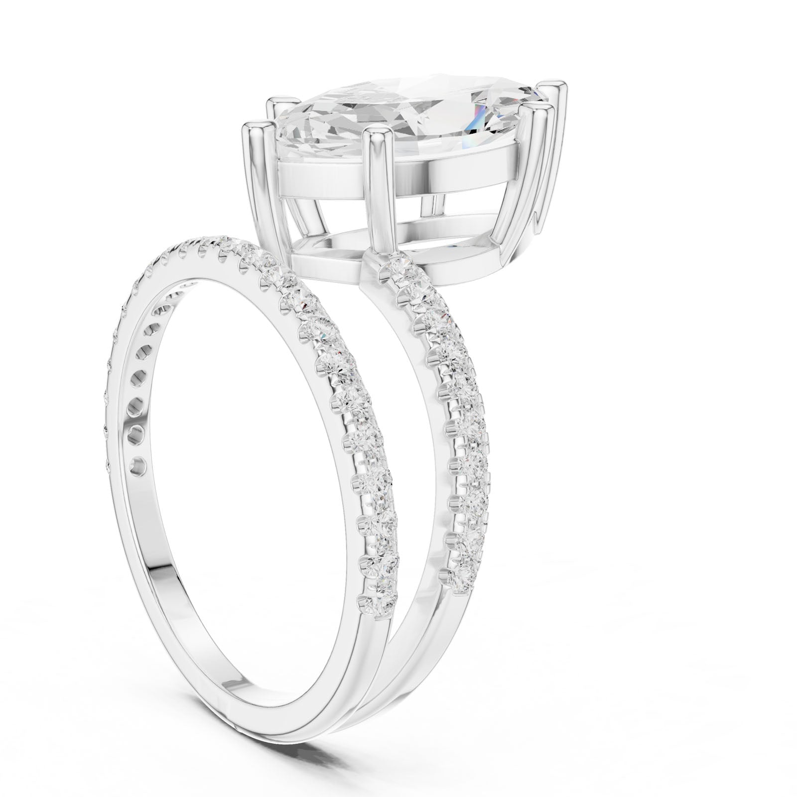 3.38 Ct. Classic Marquise Diamond Ring with Double Pavé Split Band (39 MQ) 13