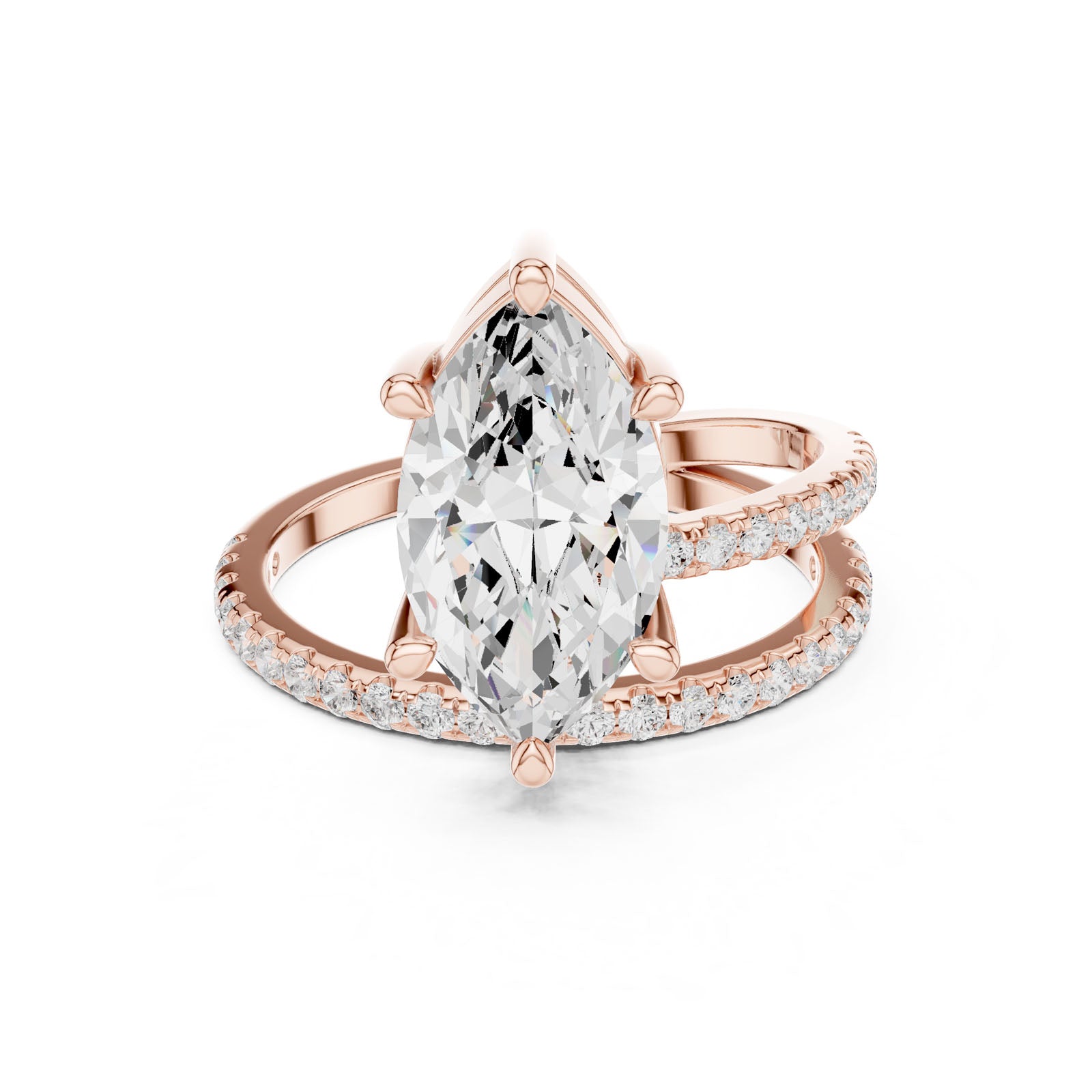 3.38 Ct. Classic Marquise Diamond Ring with Double Pavé Split Band (39 MQ) 7