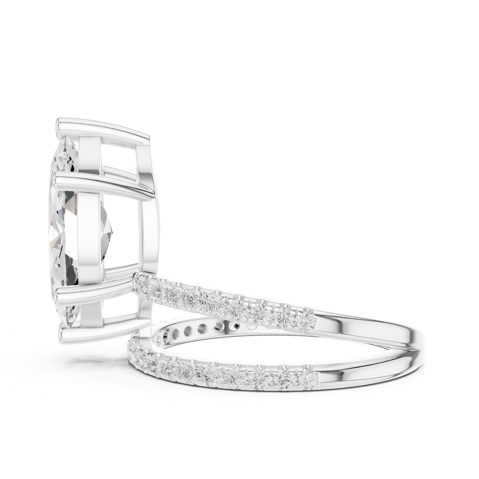 3.38 Ct. Classic Marquise Diamond Ring with Double Pavé Split Band (39 MQ) 8
