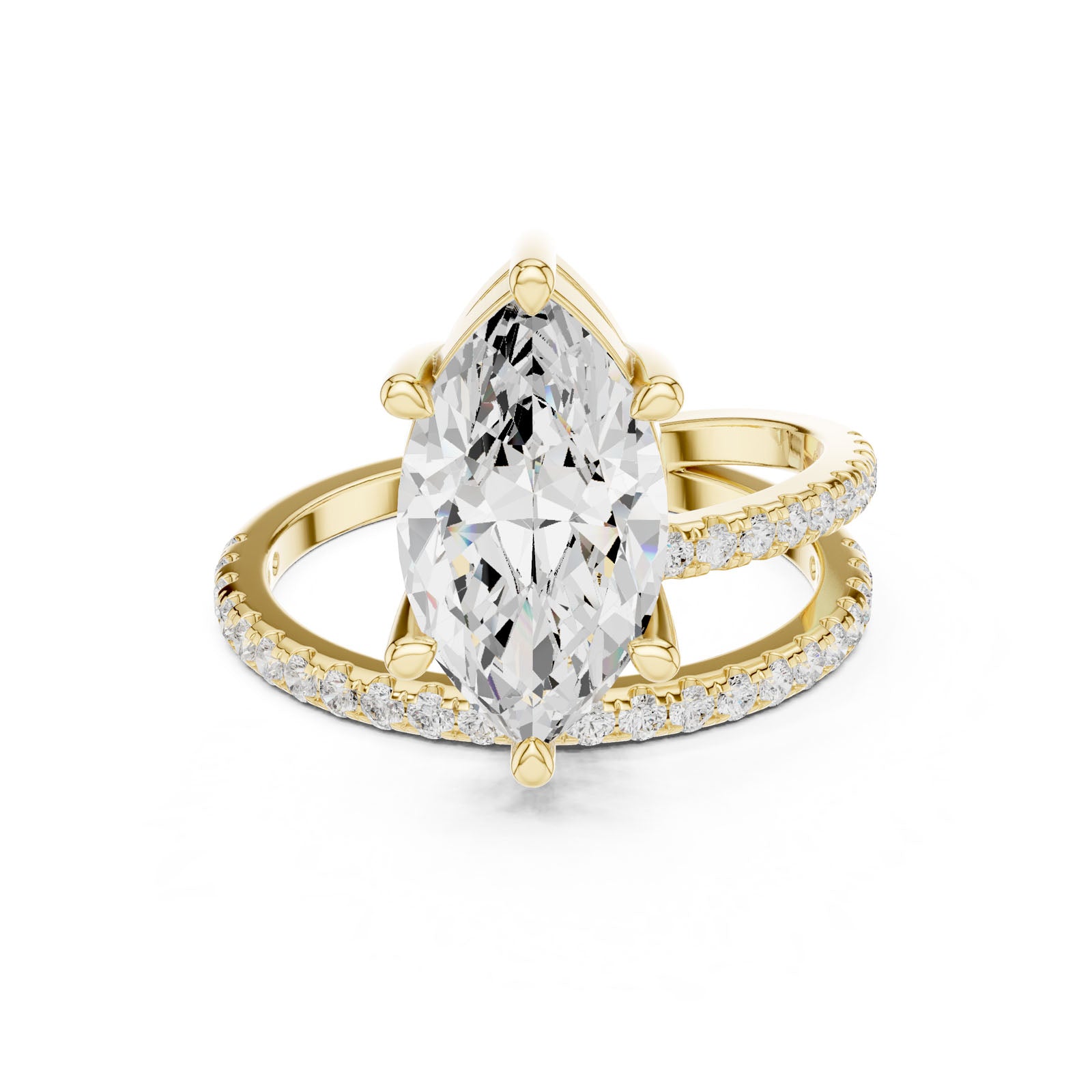 3.38 Ct. Classic Marquise Diamond Ring with Double Pavé Split Band (39 MQ) 10