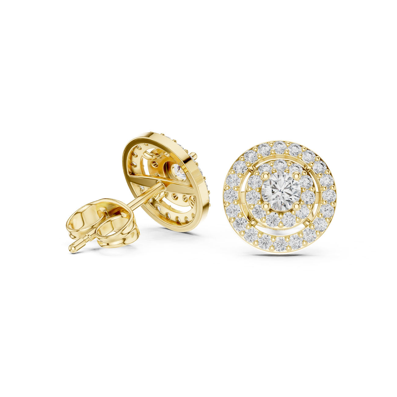 .60 Ct. Round Diamond Double Halo Earrings (3#10008E_120_A_S) 3
