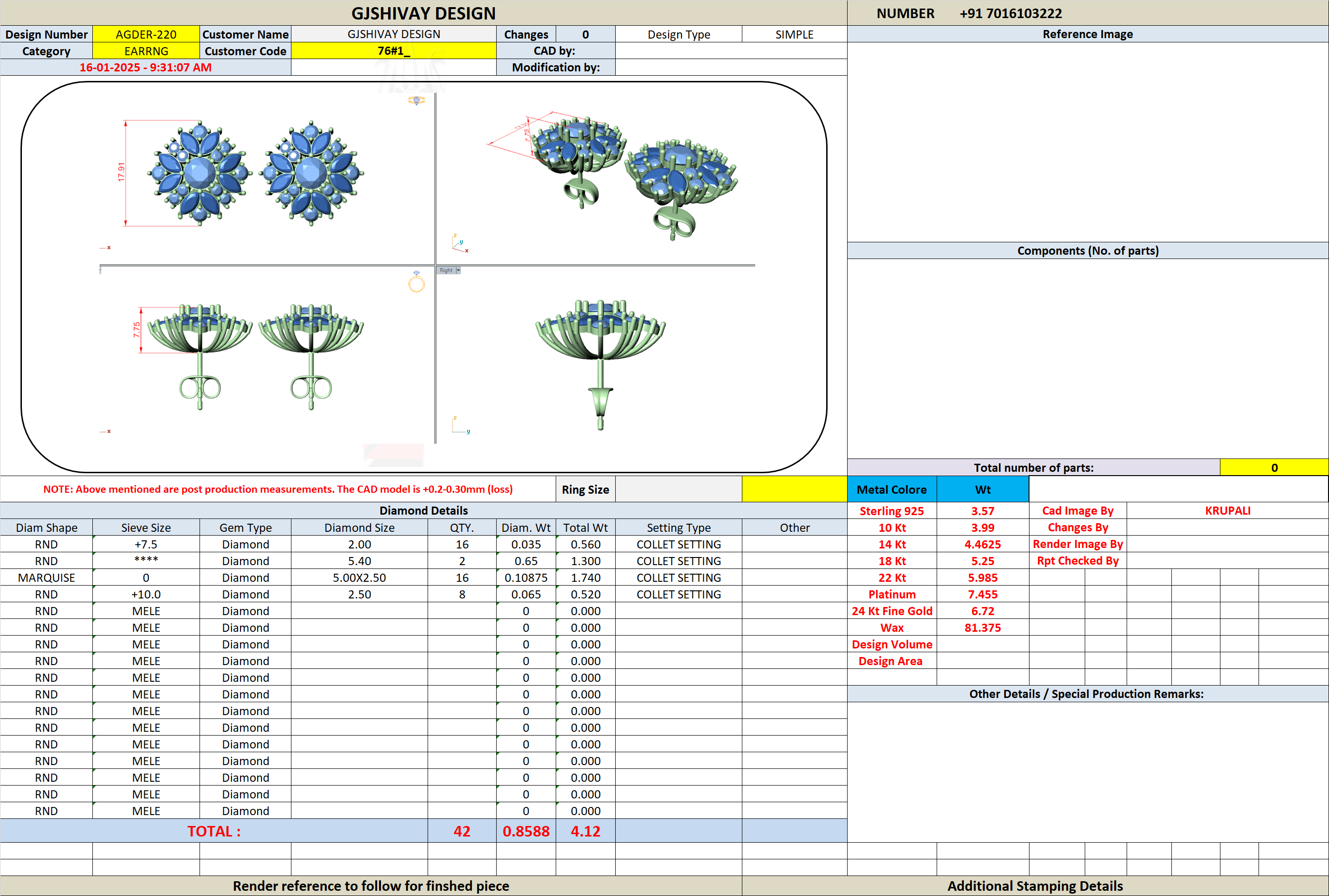4.12 Ct. Floral Round and Marquise Diamond Cluster Earrings (AGDER-220) 14