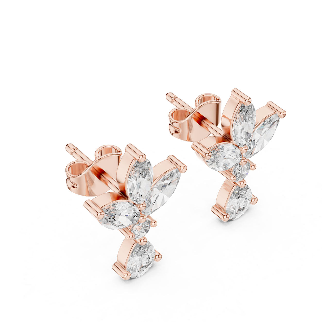 1.54 Ct. Marquise & Pear Diamond Floral Drop Earrings (423) 7