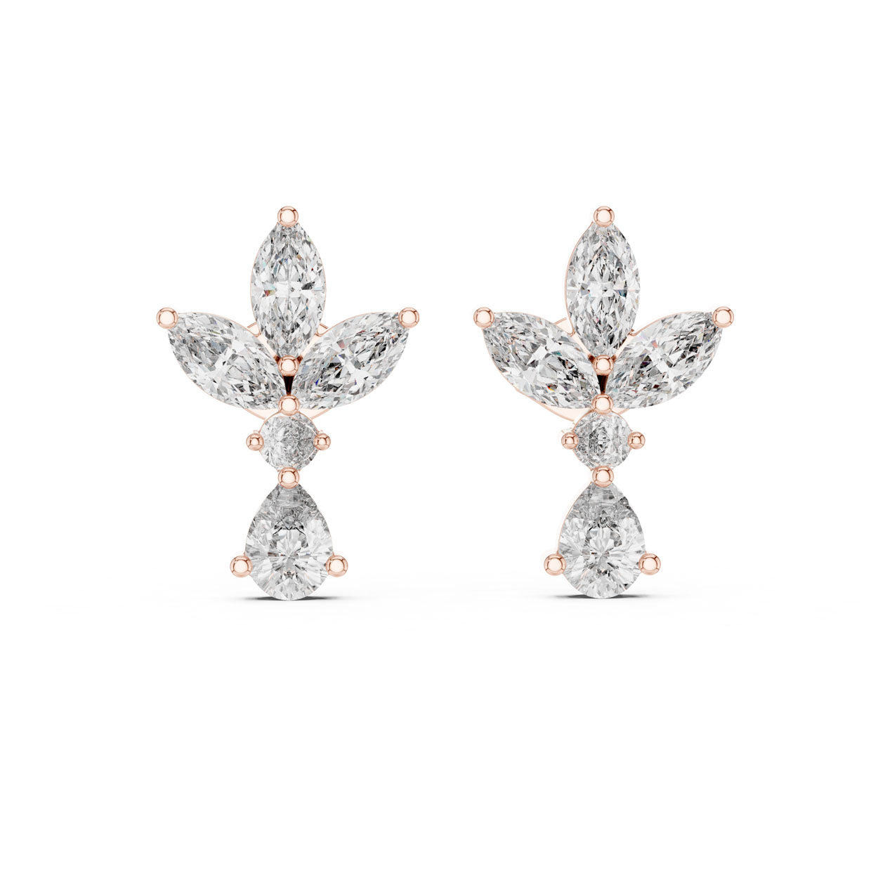 1.54 Ct. Marquise & Pear Diamond Floral Drop Earrings (423) 6