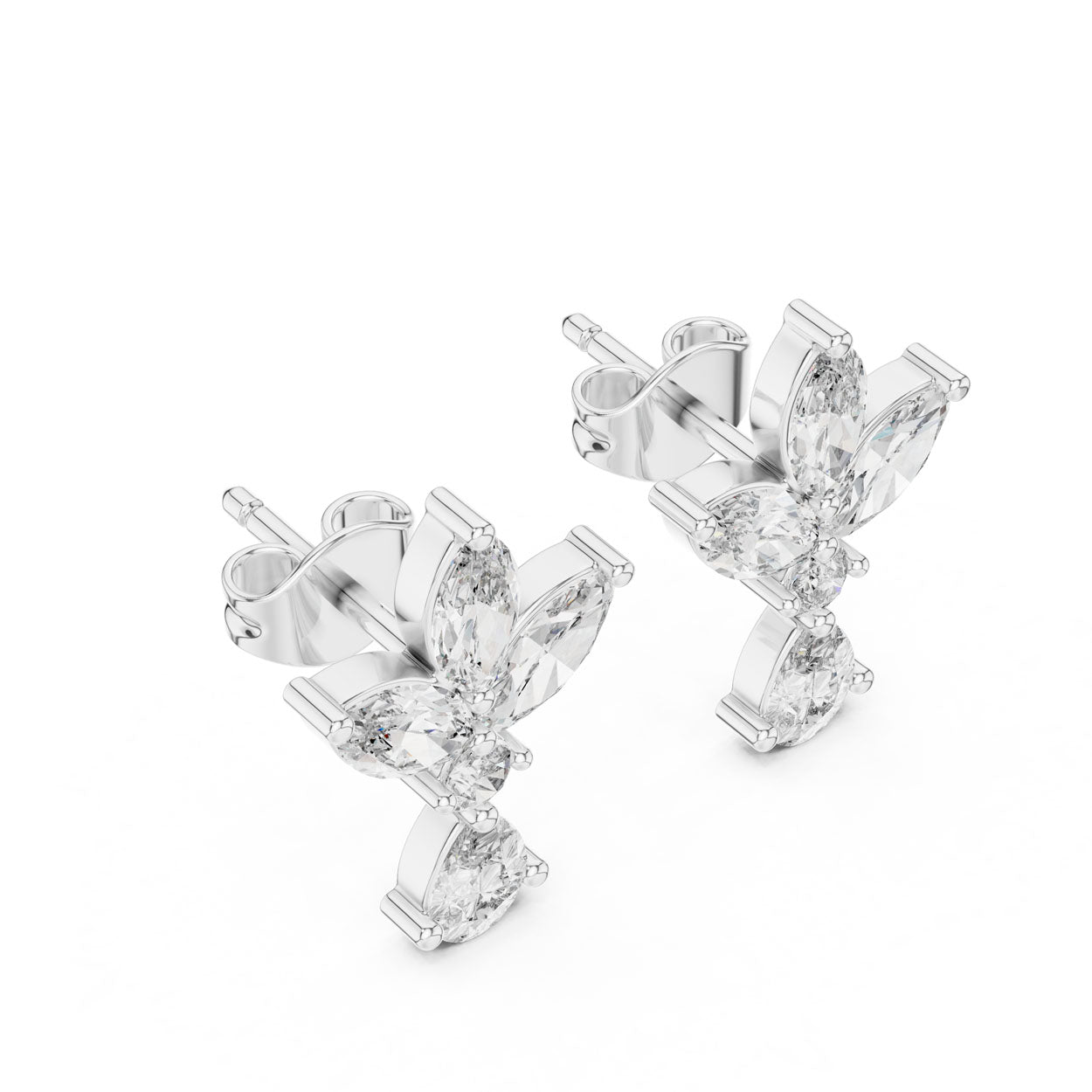 1.54 Ct. Marquise & Pear Diamond Floral Drop Earrings (423) 5