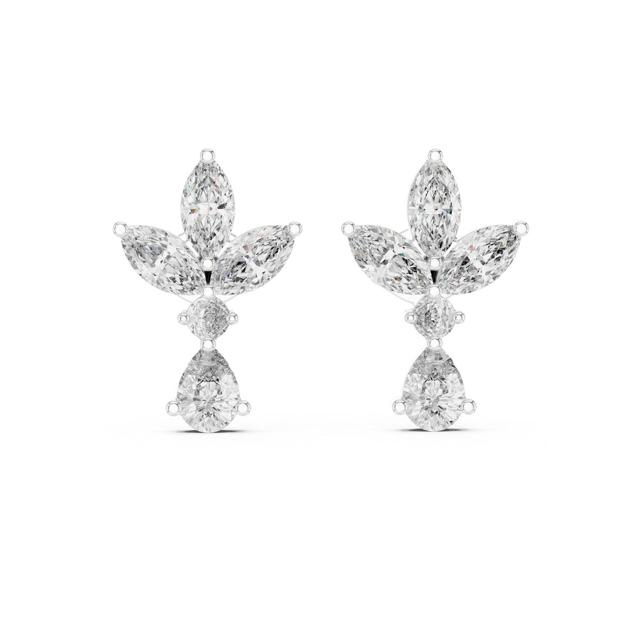 1.54 Ct. Marquise & Pear Diamond Floral Drop Earrings (423)