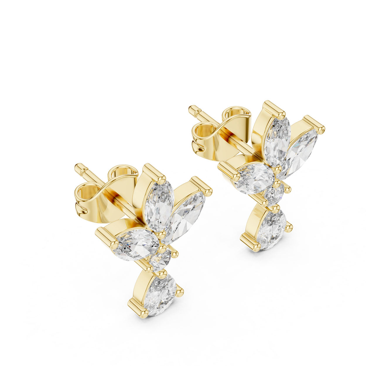 1.54 Ct. Marquise & Pear Diamond Floral Drop Earrings (423)