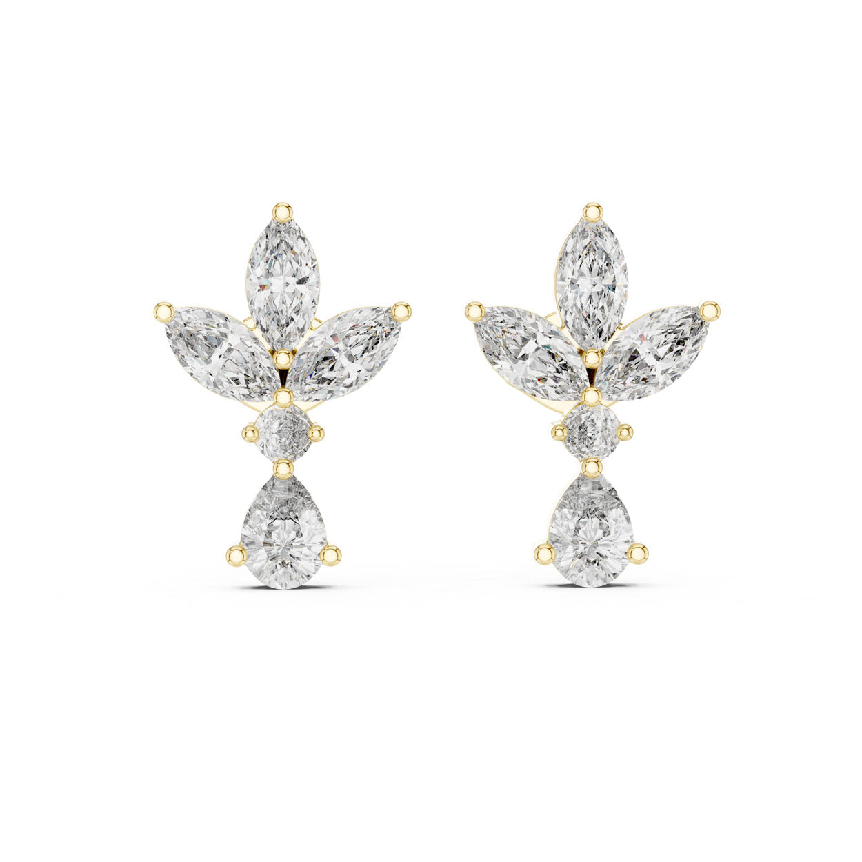 1.54 Ct. Marquise & Pear Diamond Floral Drop Earrings (423) 4