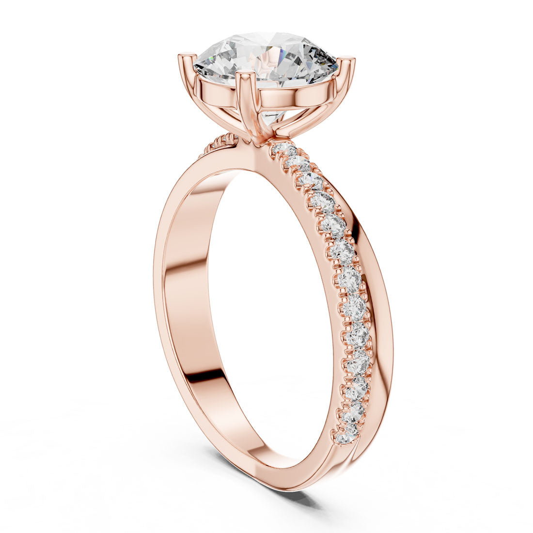 2.41 Ct. Round Cut Engagement Ring with Pavé Diamond Band (425) 12