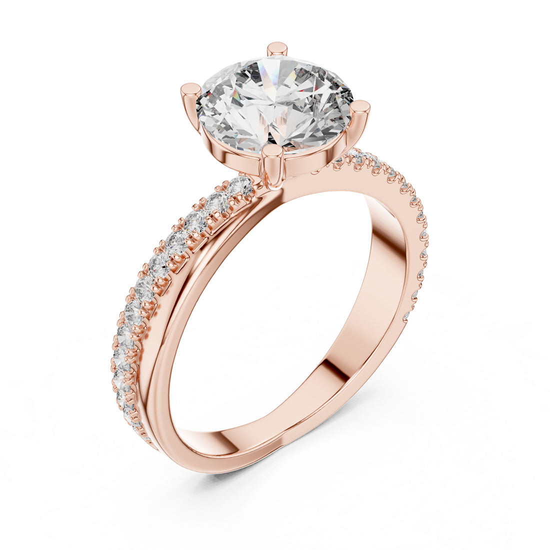 2.41 Ct. Round Cut Engagement Ring with Pavé Diamond Band (425) 8