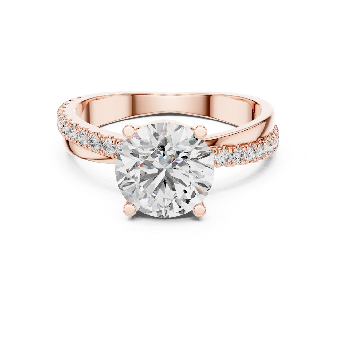 2.41 Ct. Round Cut Engagement Ring with Pavé Diamond Band (425)