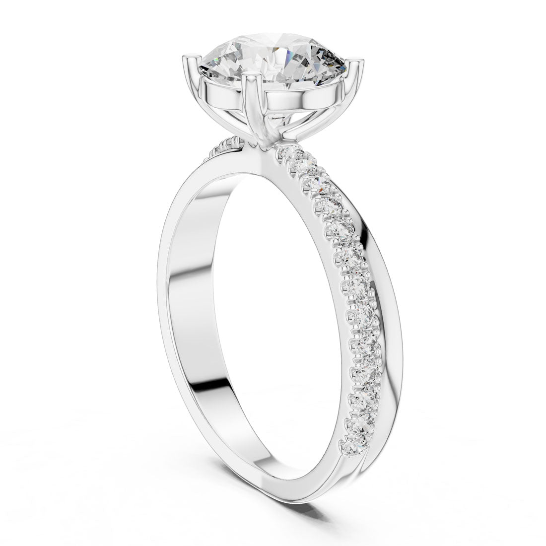 2.41 Ct. Round Cut Engagement Ring with Pavé Diamond Band (425) 10